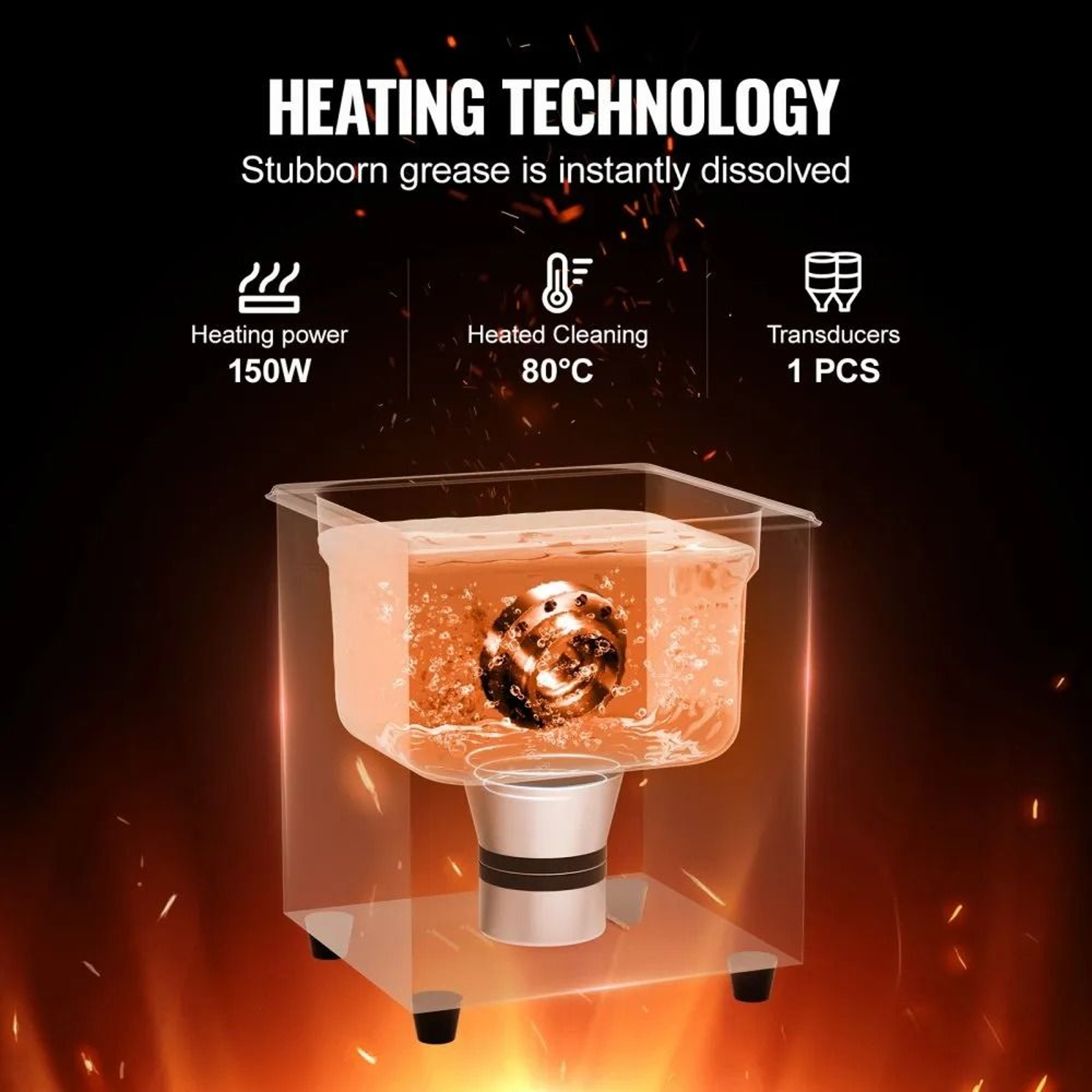 2L Ultrasonic Cleaner With 40kHz Cleaning Power And Digital Heater Timer 5