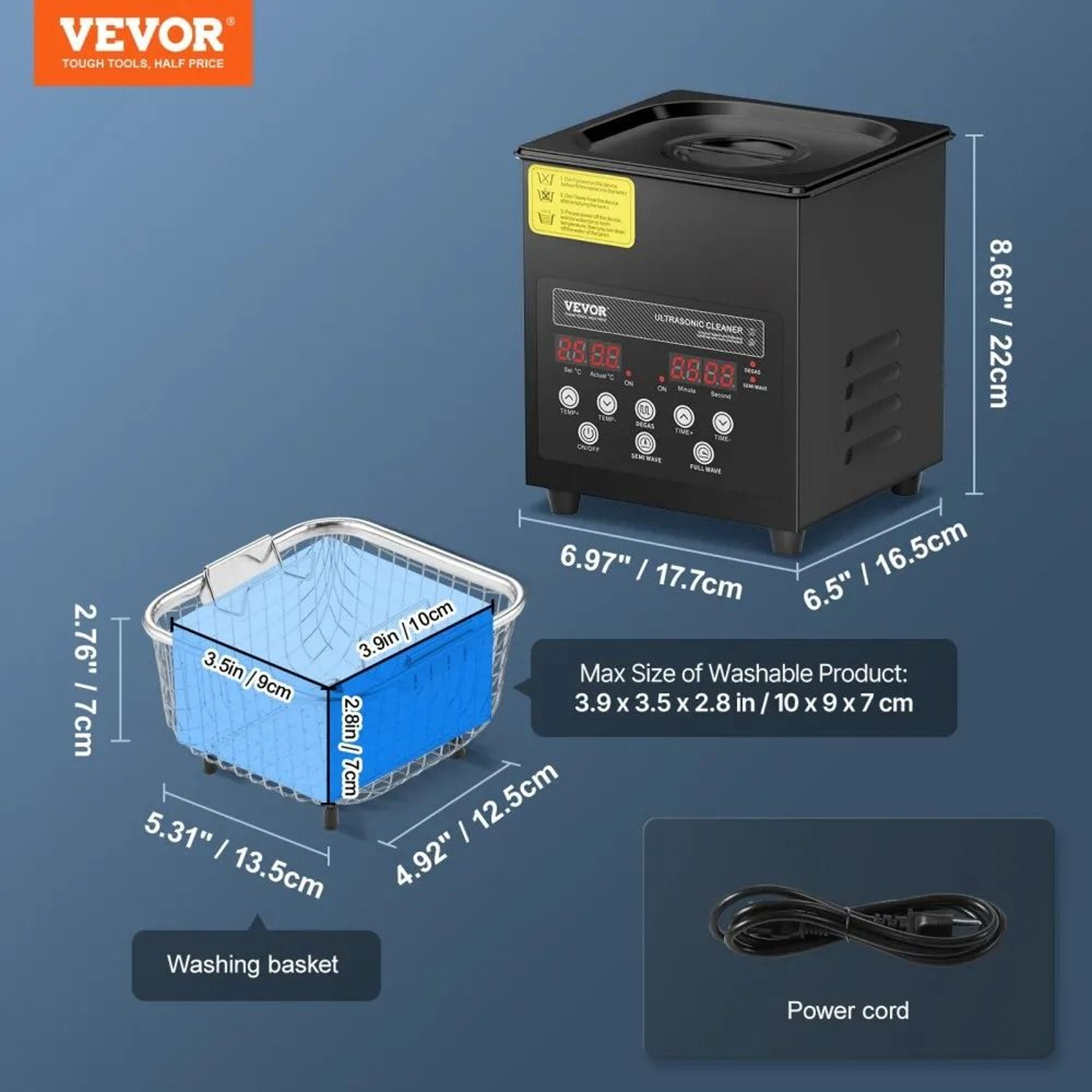 2L Ultrasonic Cleaner With 40kHz Cleaning Power And Digital Heater Timer 7