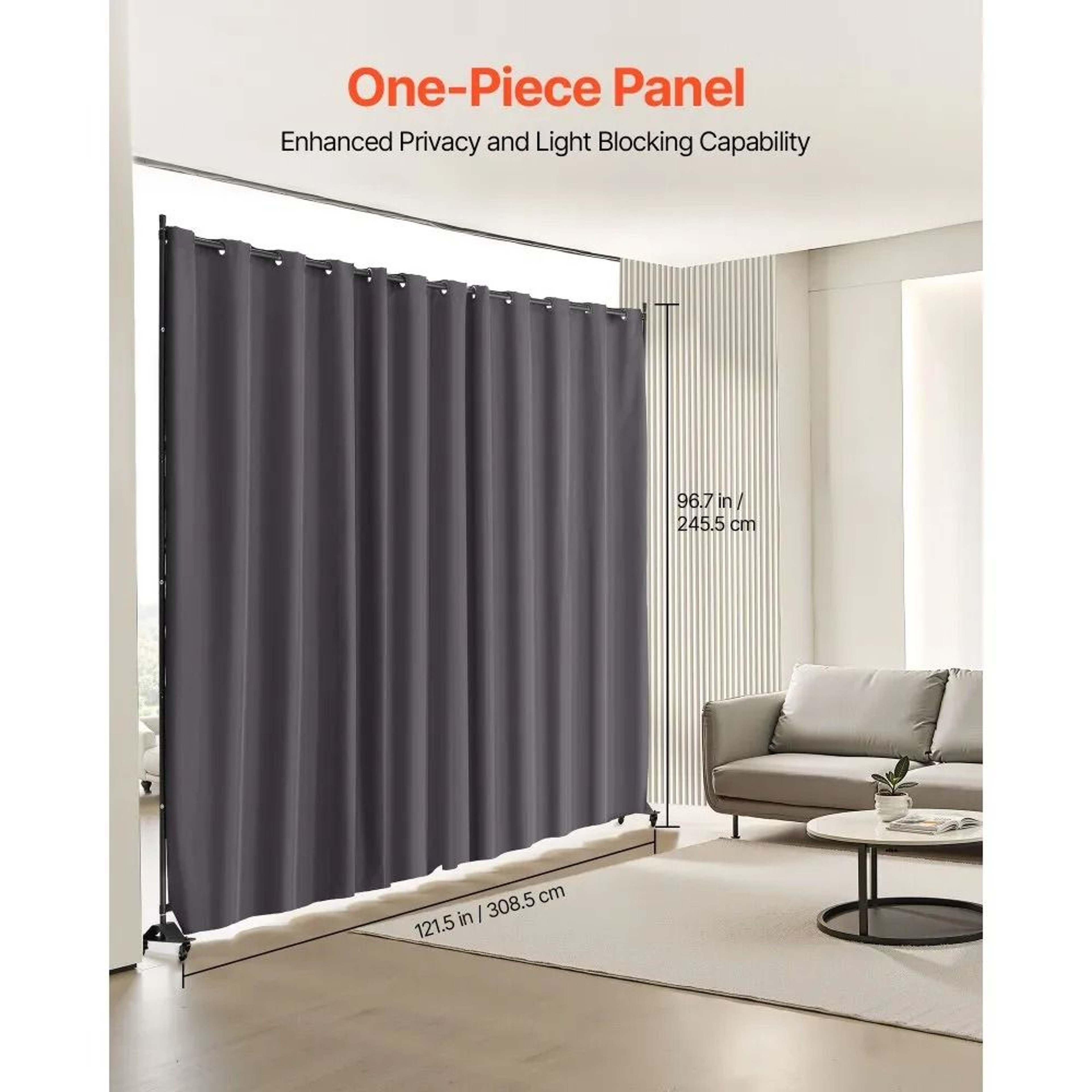 Portable Room Divider With Wheels And Privacy Curtain Panel Gray 1