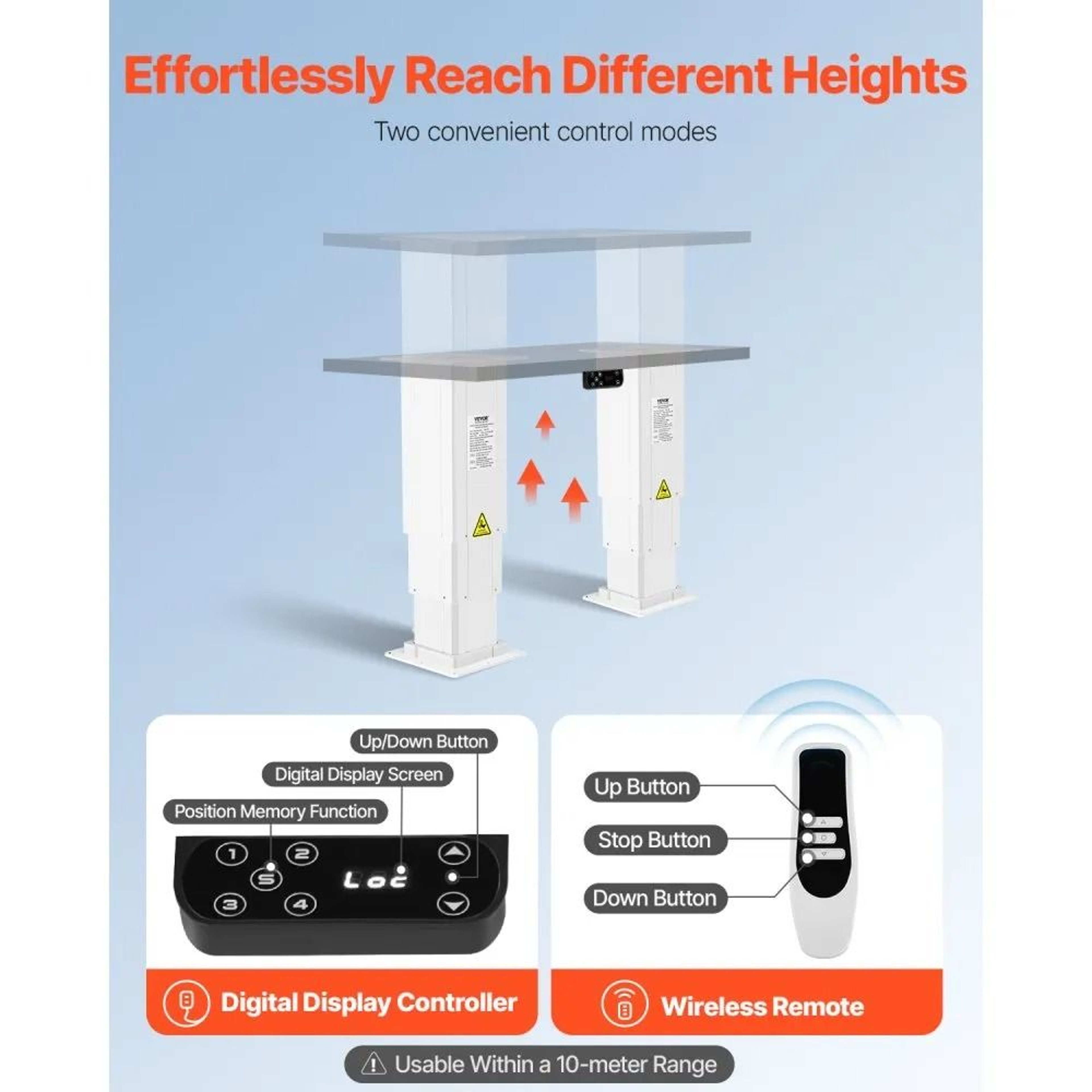 Electric Lifting Column System With 260 Lbs Capacity And Adjustable Height 5