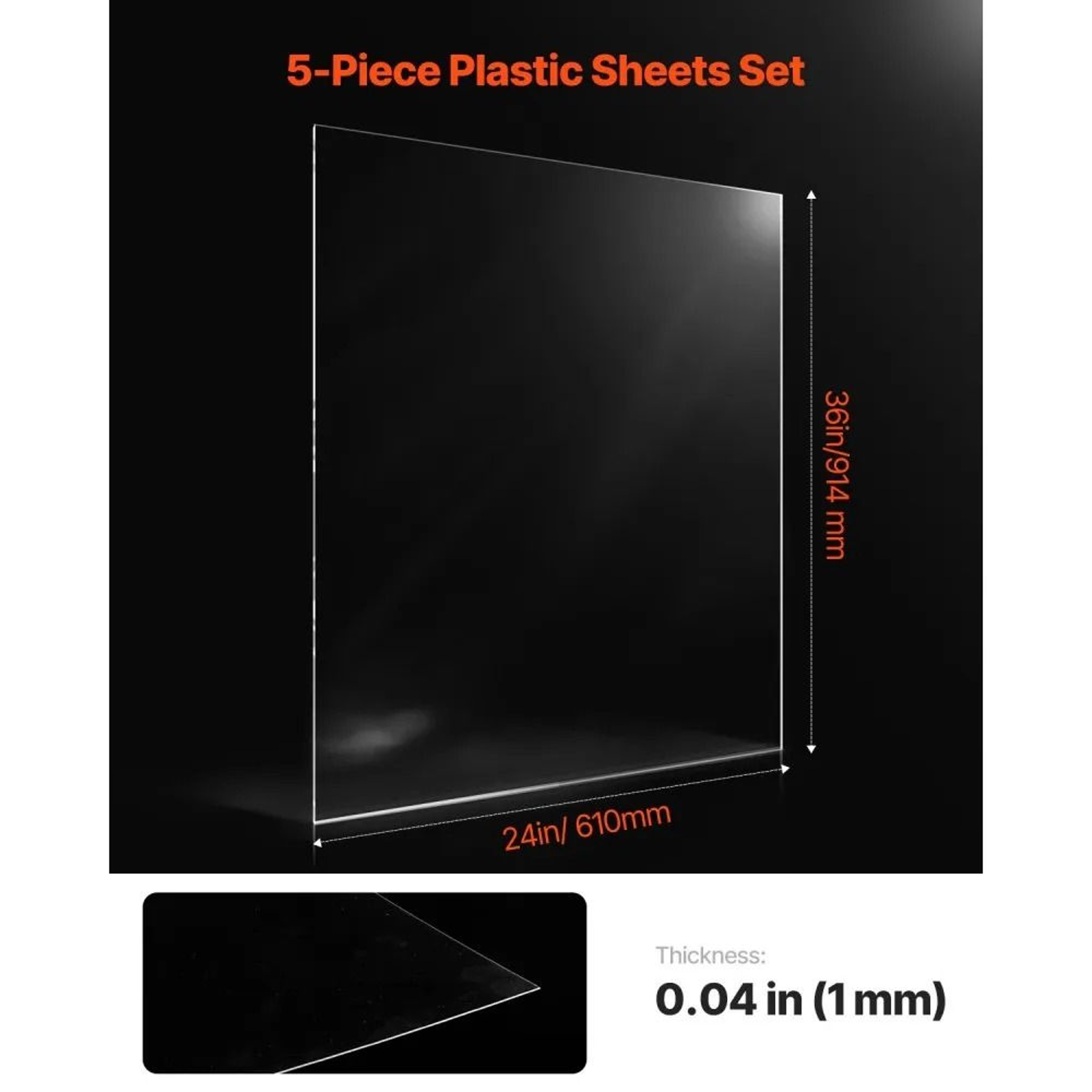 Clear Flexible PET Plastic Sheets 24 X 36 Inch 004 Inch Thick 5Pack 5