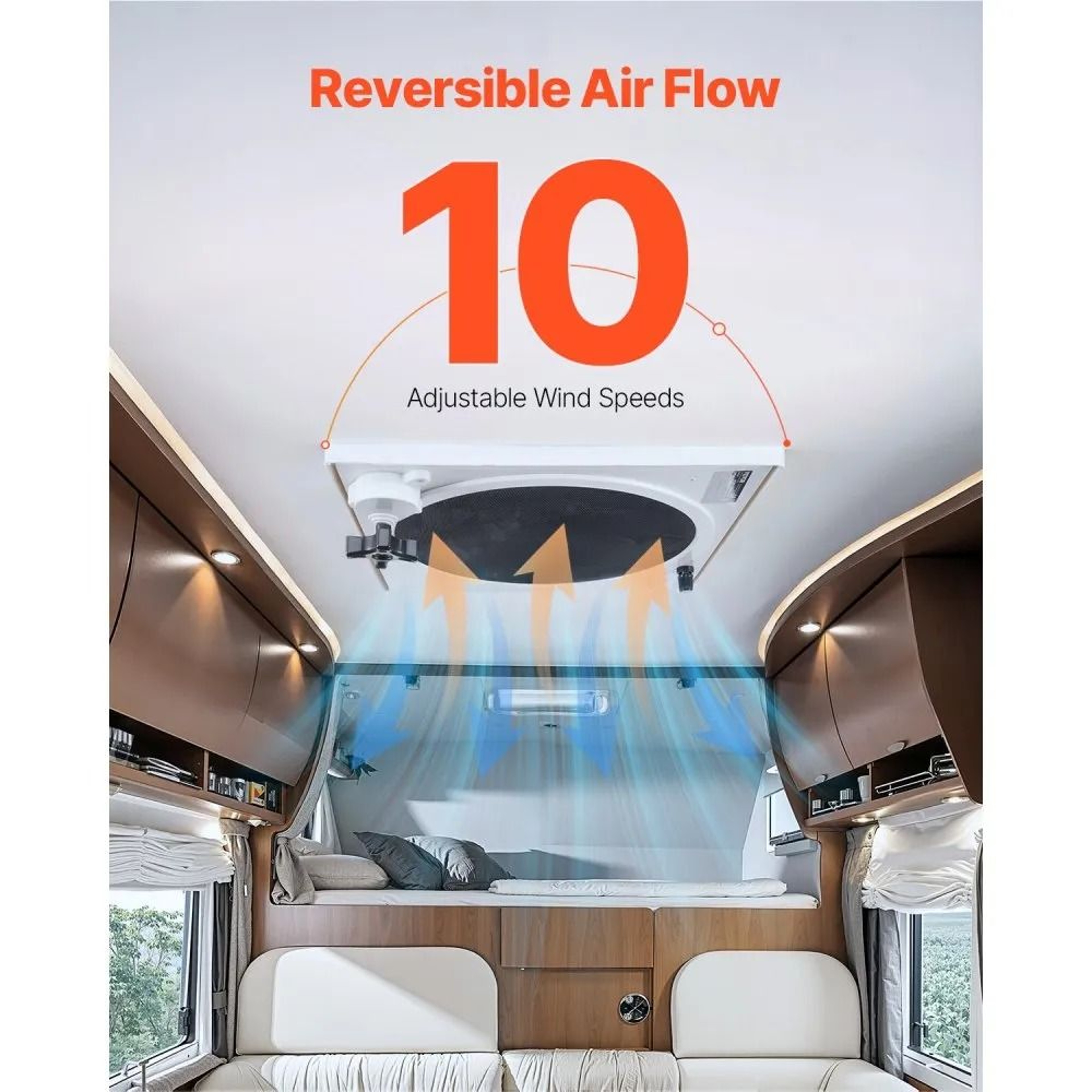 14Inch RV Roof Vent Fan With 10Speed Reversible Airflow And Remote Control 1