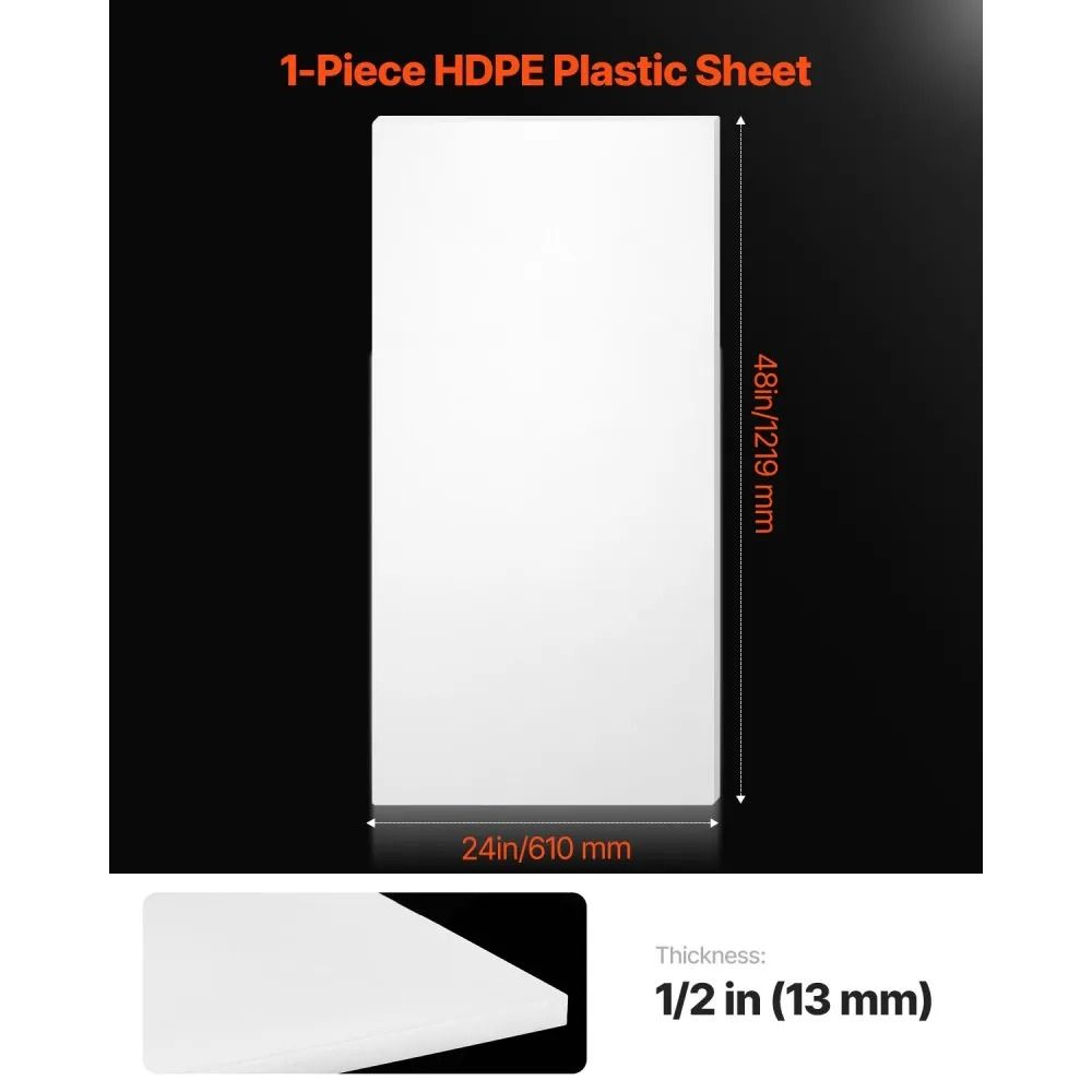 HDPE Plastic Sheet Board 24 X 48 Inch 12 Inch Thick White Polyethylene Panel 2