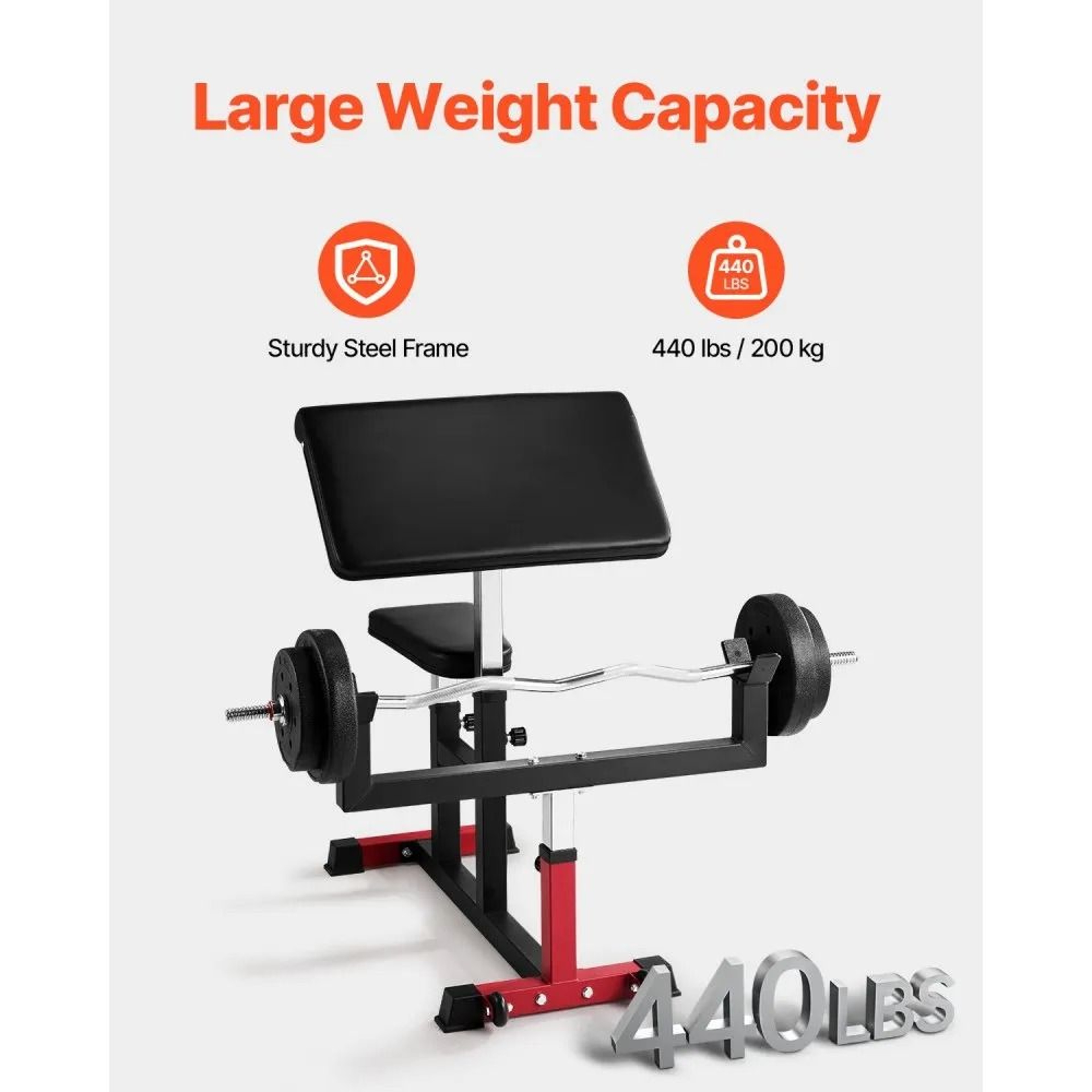 Adjustable Preacher Curl Bench With 440 Lb Capacity For Home Gym Strength Training 4