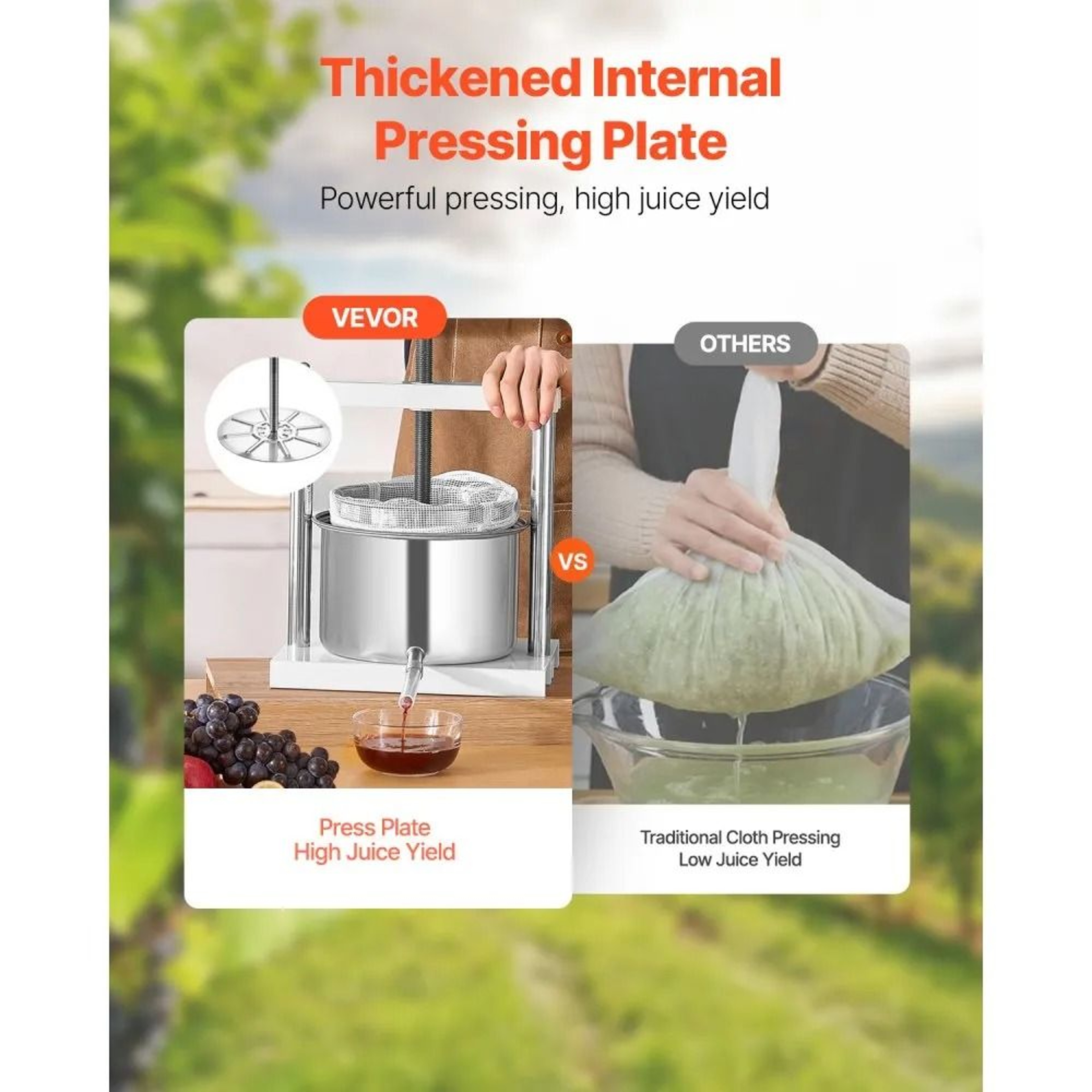 Manual Fruit Wine Press With 5L Stainless Steel Barrels And Triangular Handle 2