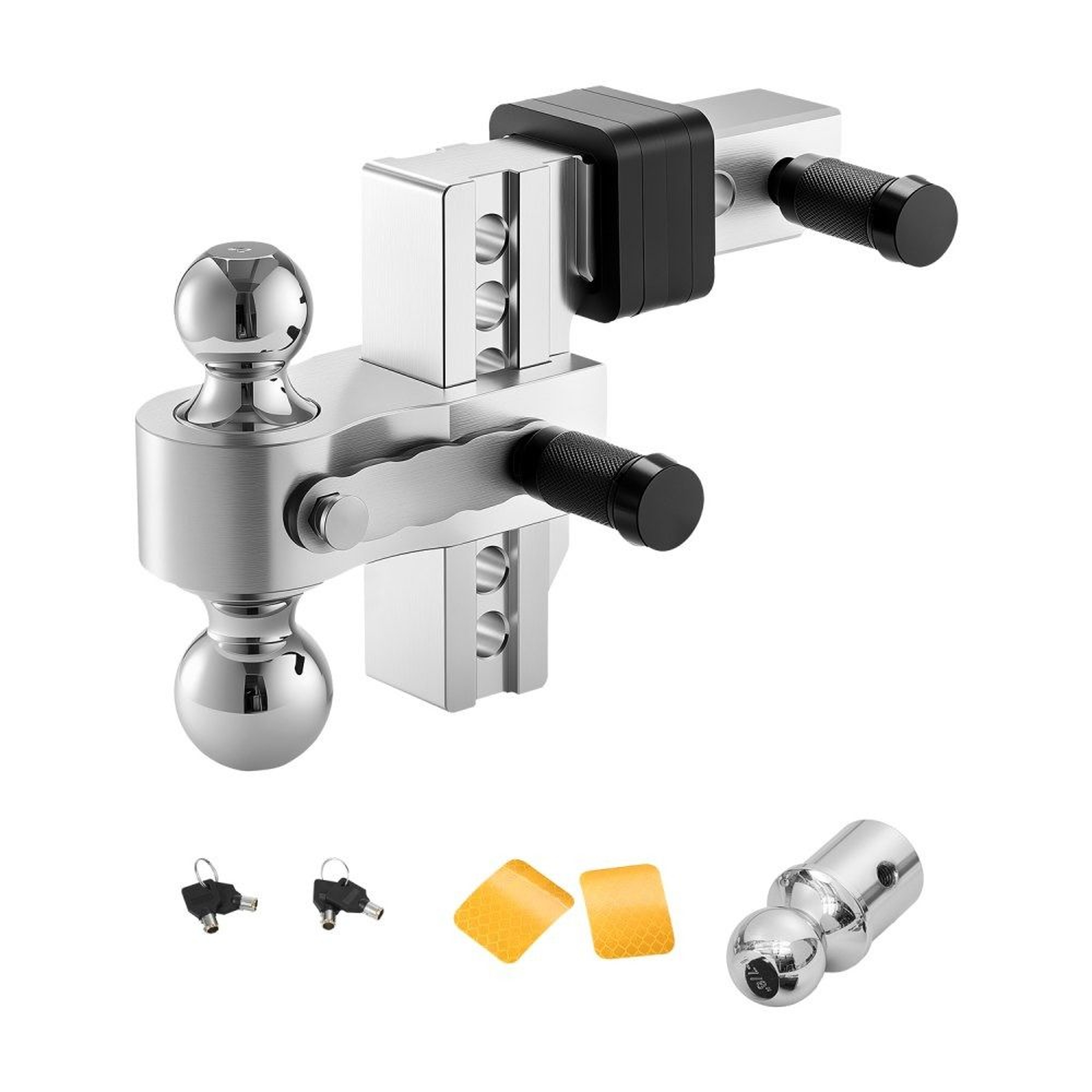 Adjustable Trailer Hitch With 6Inch Drop And TriBall Mount For 2Inch Receiver 0