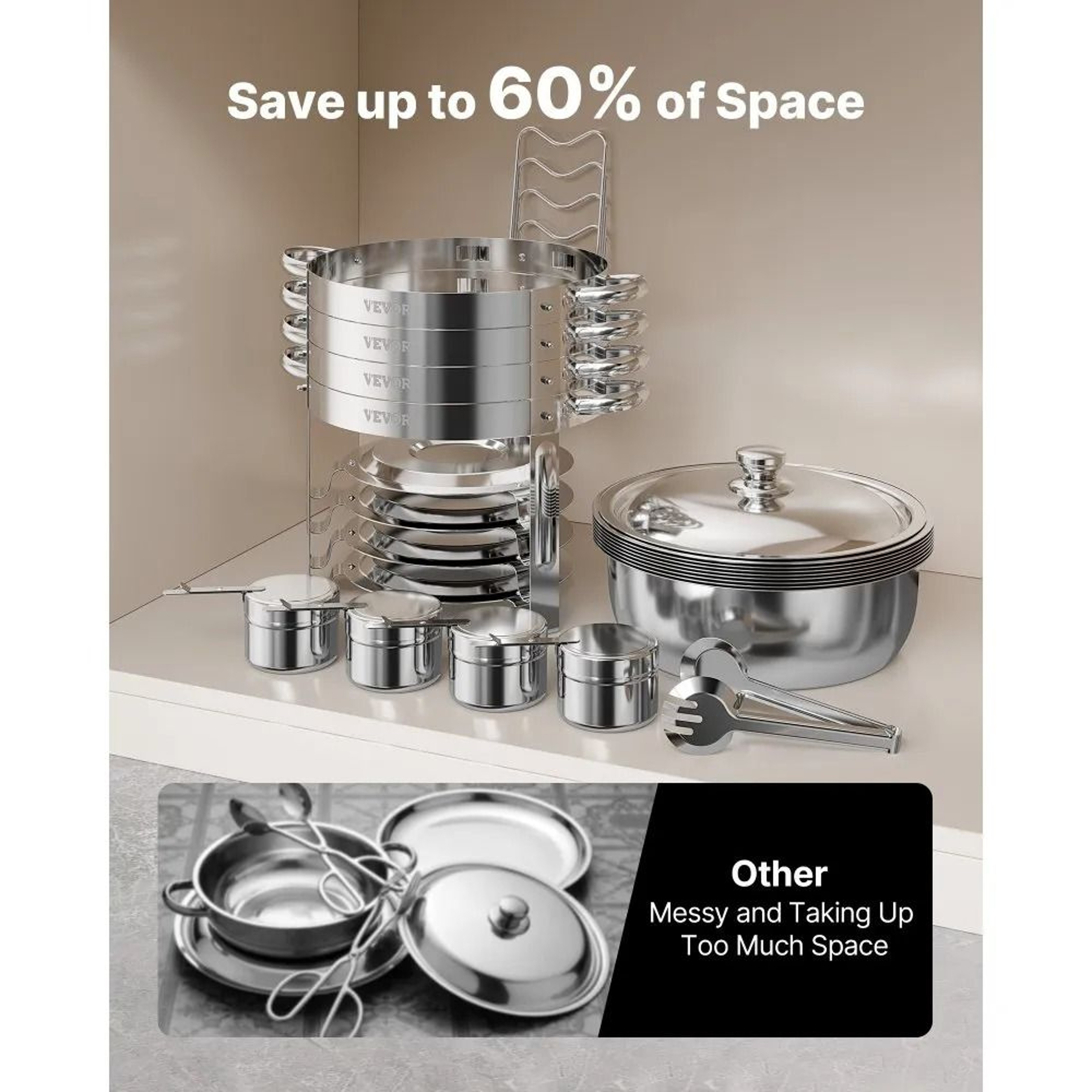 5 Qt Stainless Steel Chafing Dish Buffet Set With Folding Stands 4 Pack Silver 3