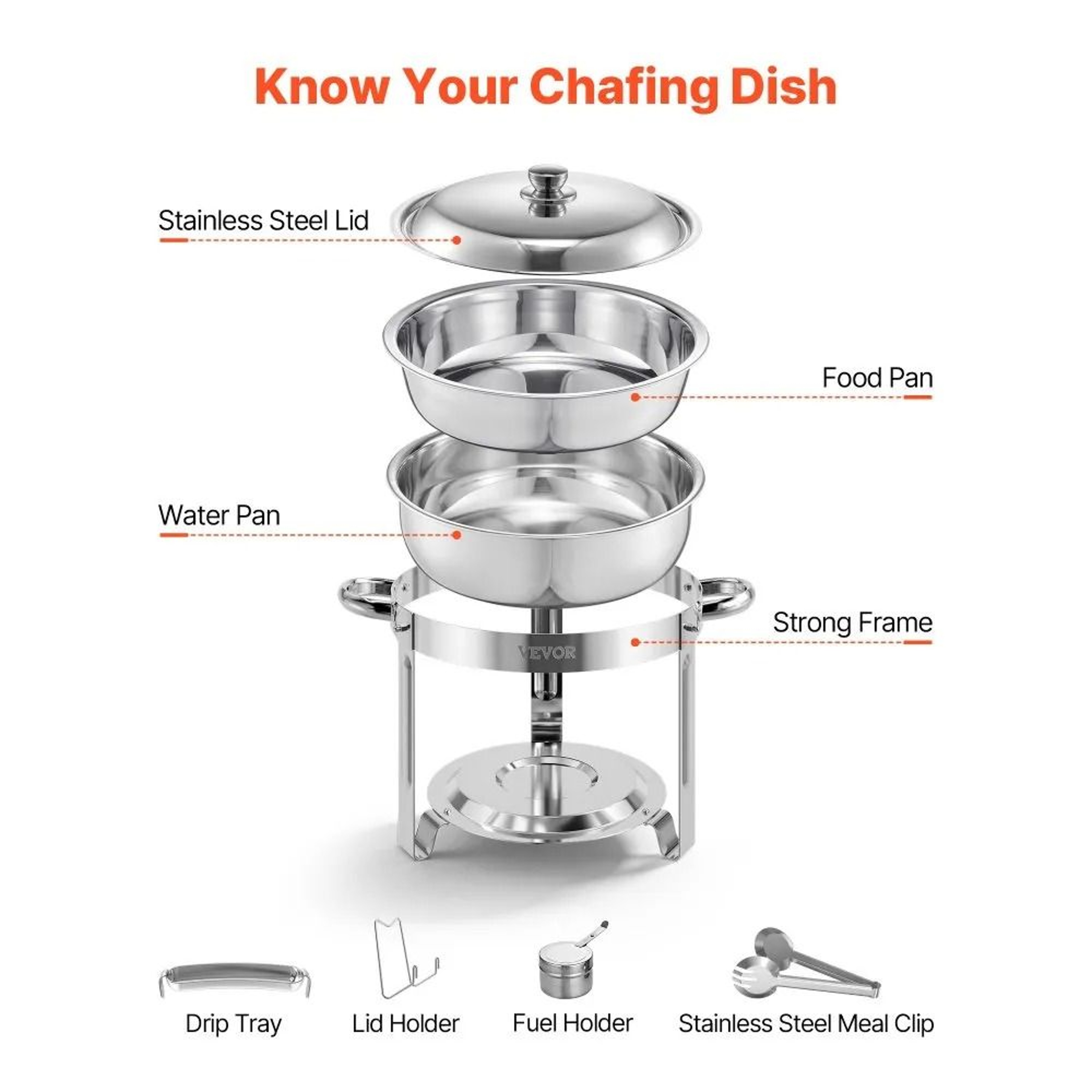 5 Qt Stainless Steel Chafing Dish Buffet Set With Folding Stands 4 Pack Silver 6