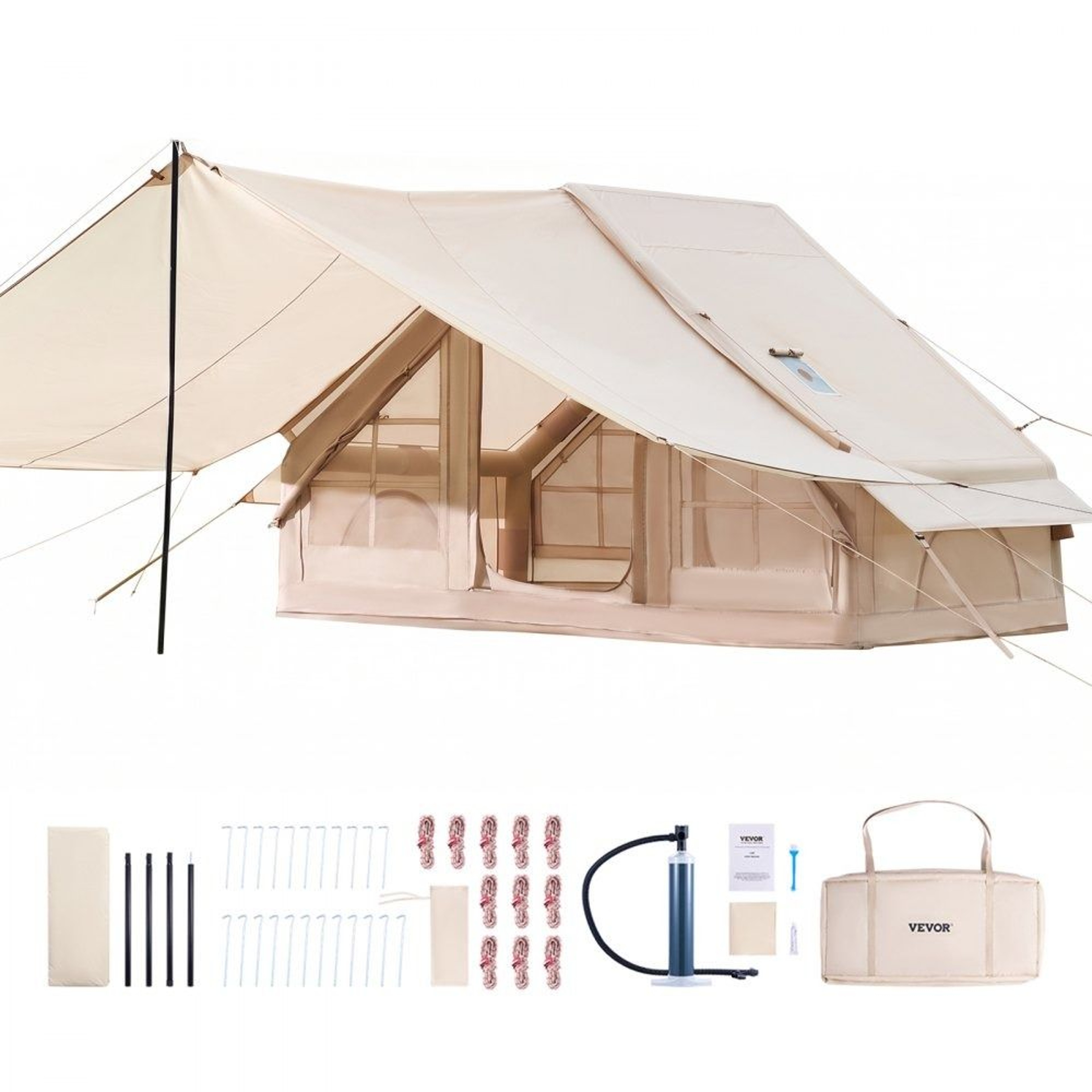 Inflatable Camping Tent For 35 People With Canopy And Stove Jack 0