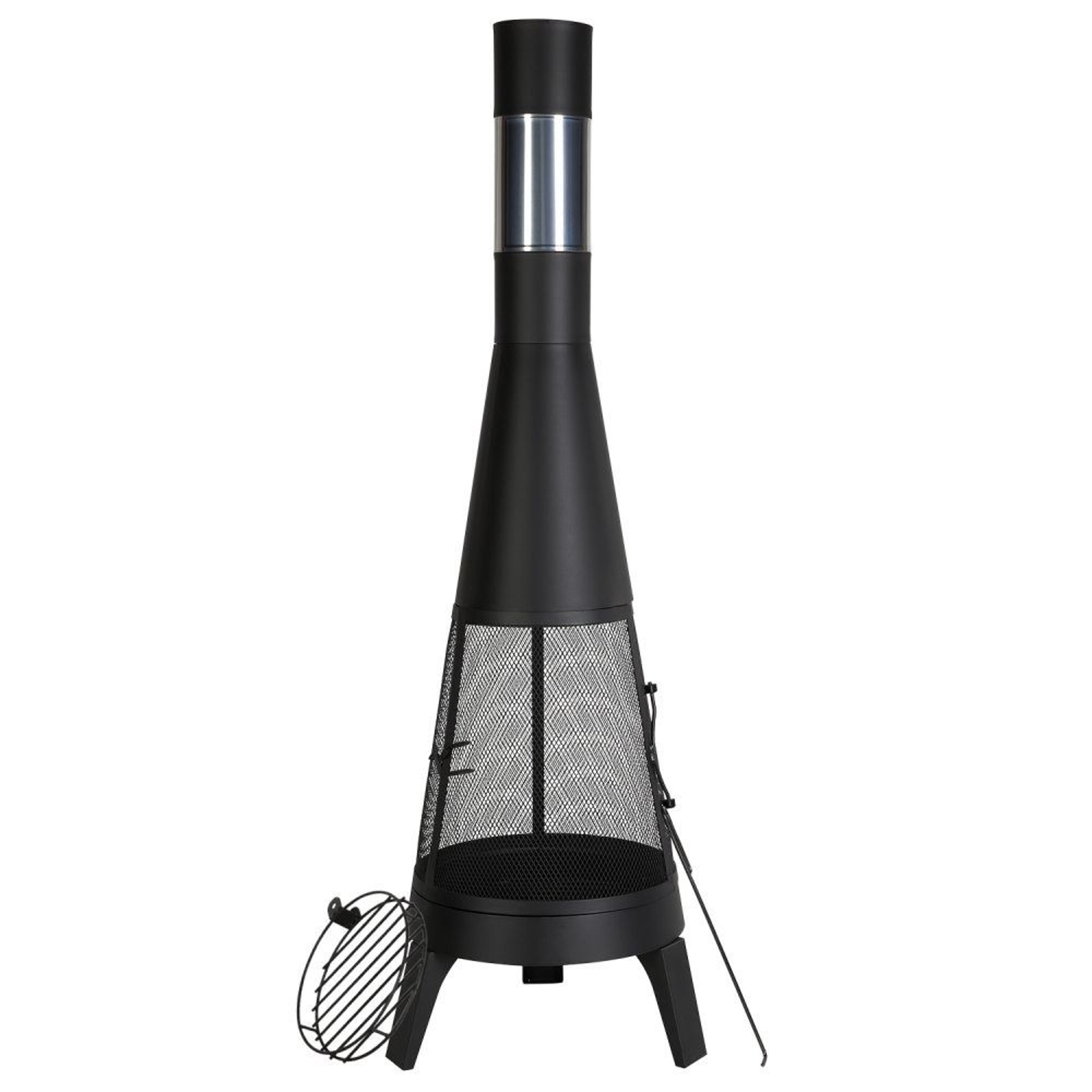 20Inch Outdoor Wood Burning Chiminea Fire Pit With BBQ Grill And Rainproof Cover 0