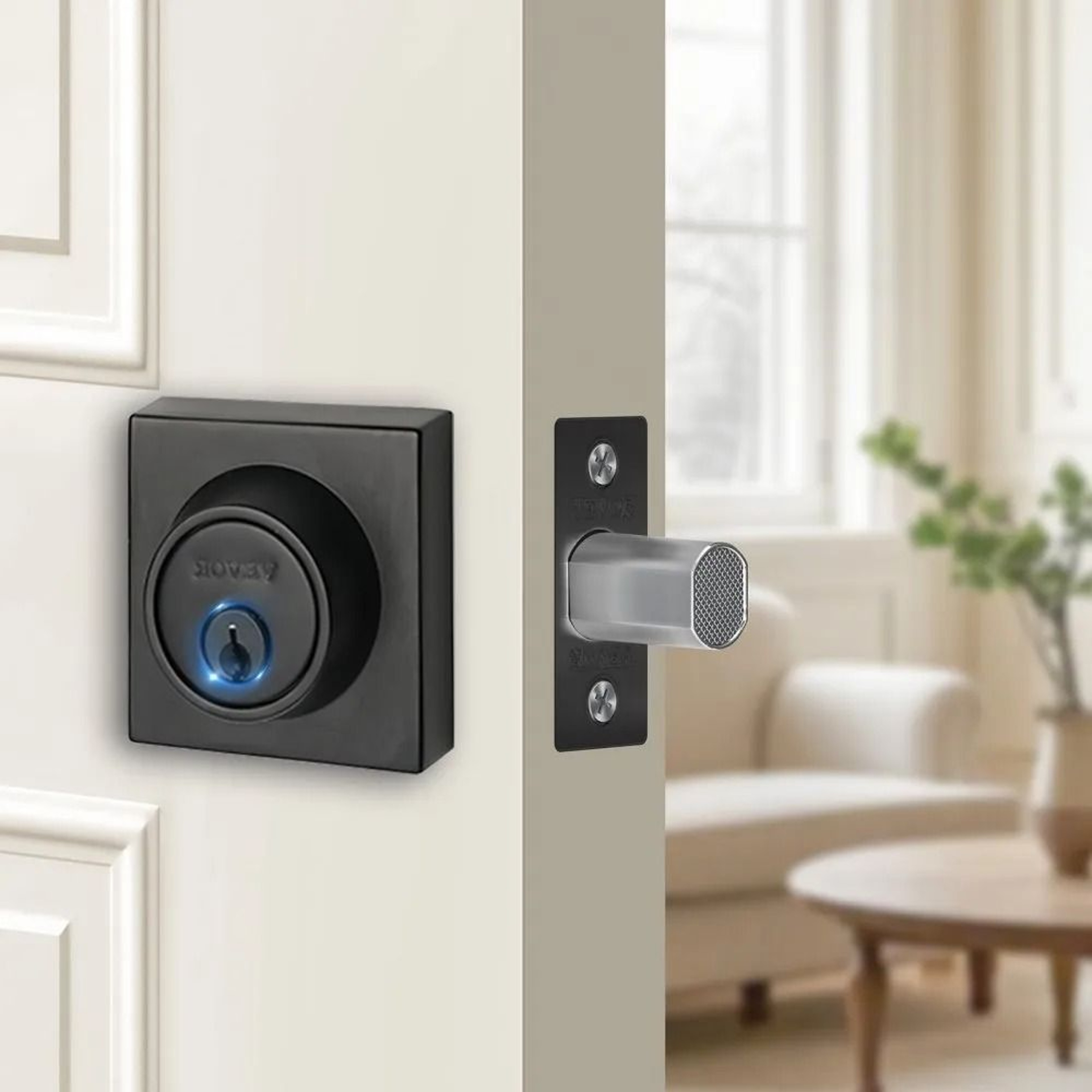 Single Cylinder Deadbolt Door Lock With Adjustable Latch And Matte Black Finish 6