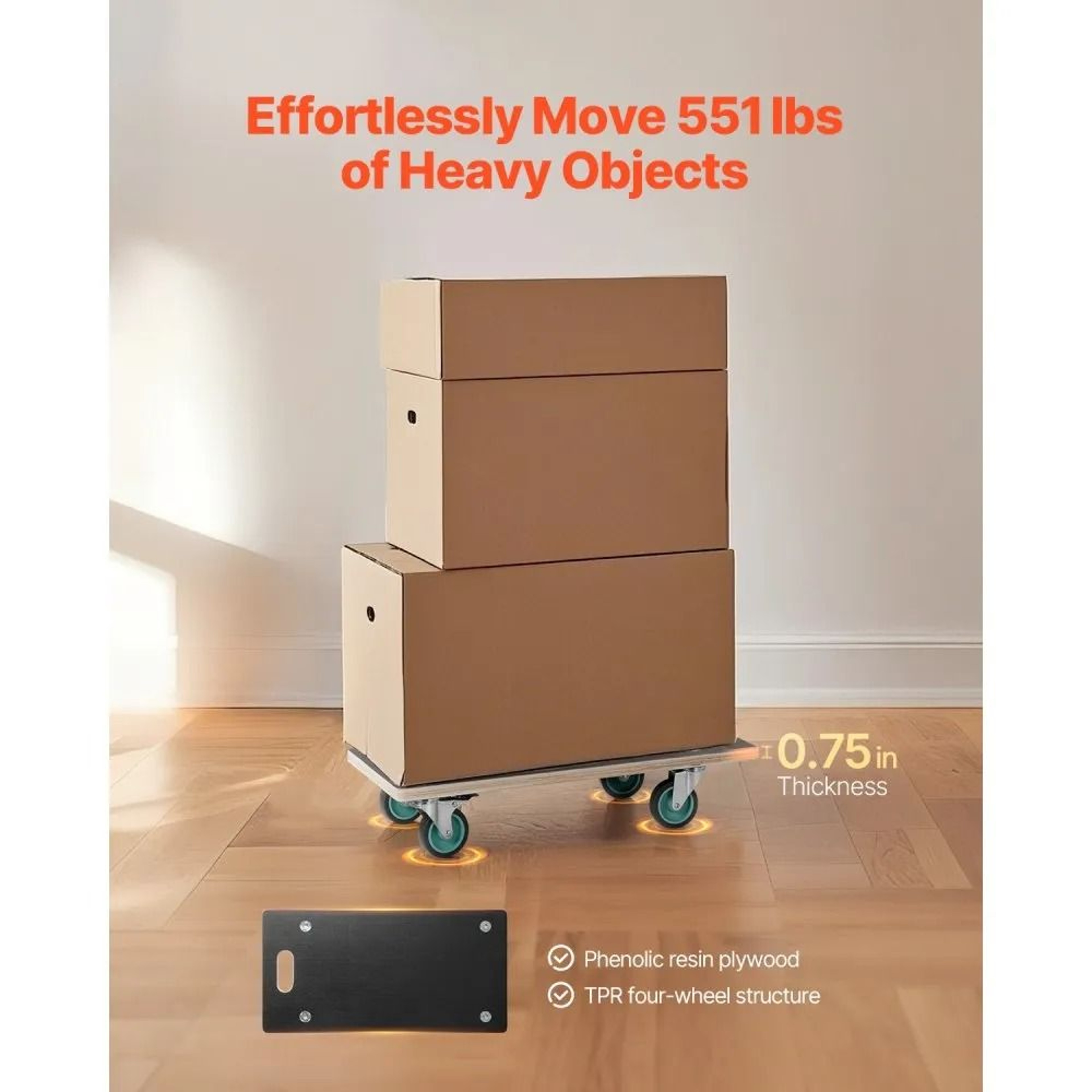 HeavyDuty Furniture Moving Dolly With 551 Lb Capacity And Locking Wheels 2 Pack 4
