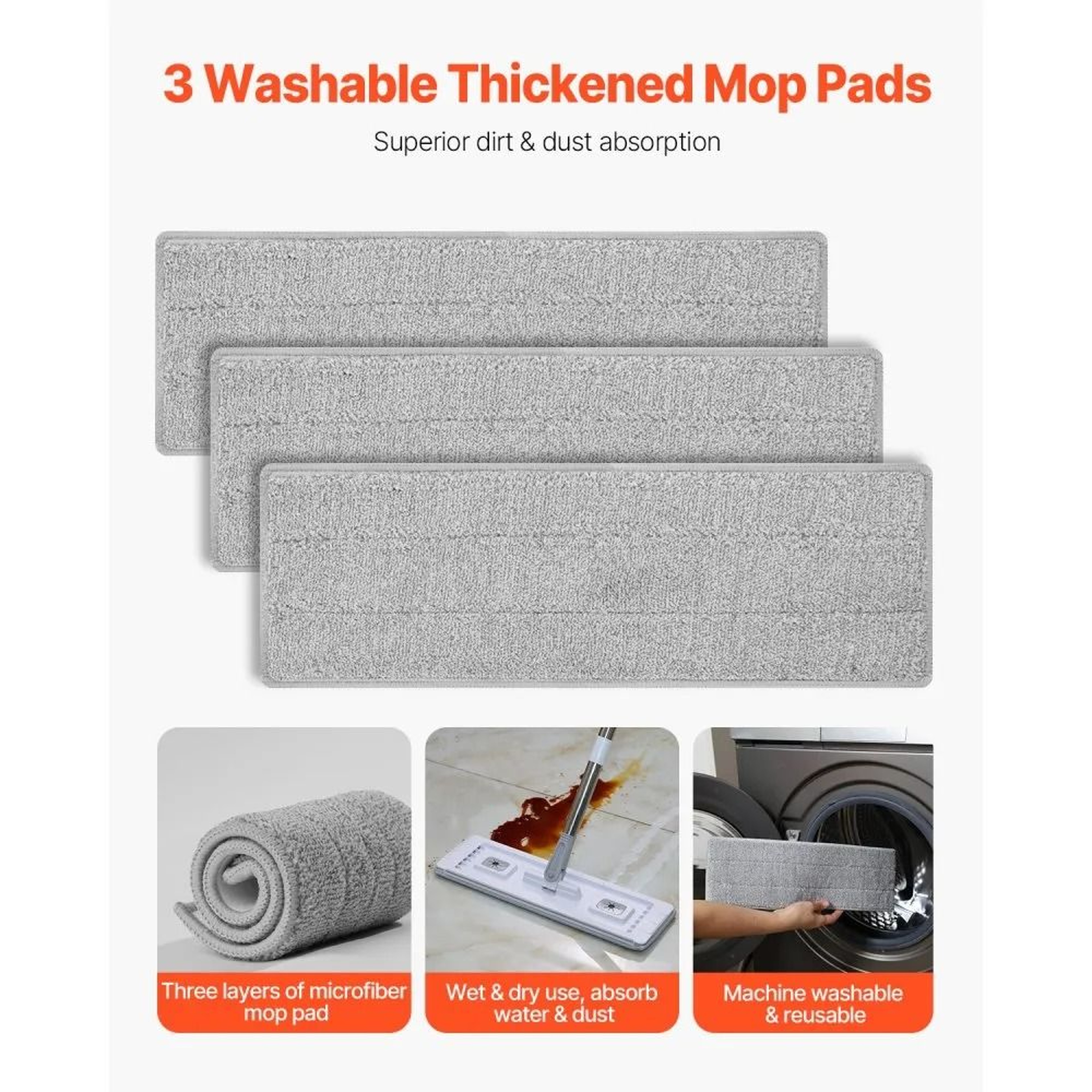Flat Mop And Bucket With Wringer Set And 3 Washable Microfiber Pads 1