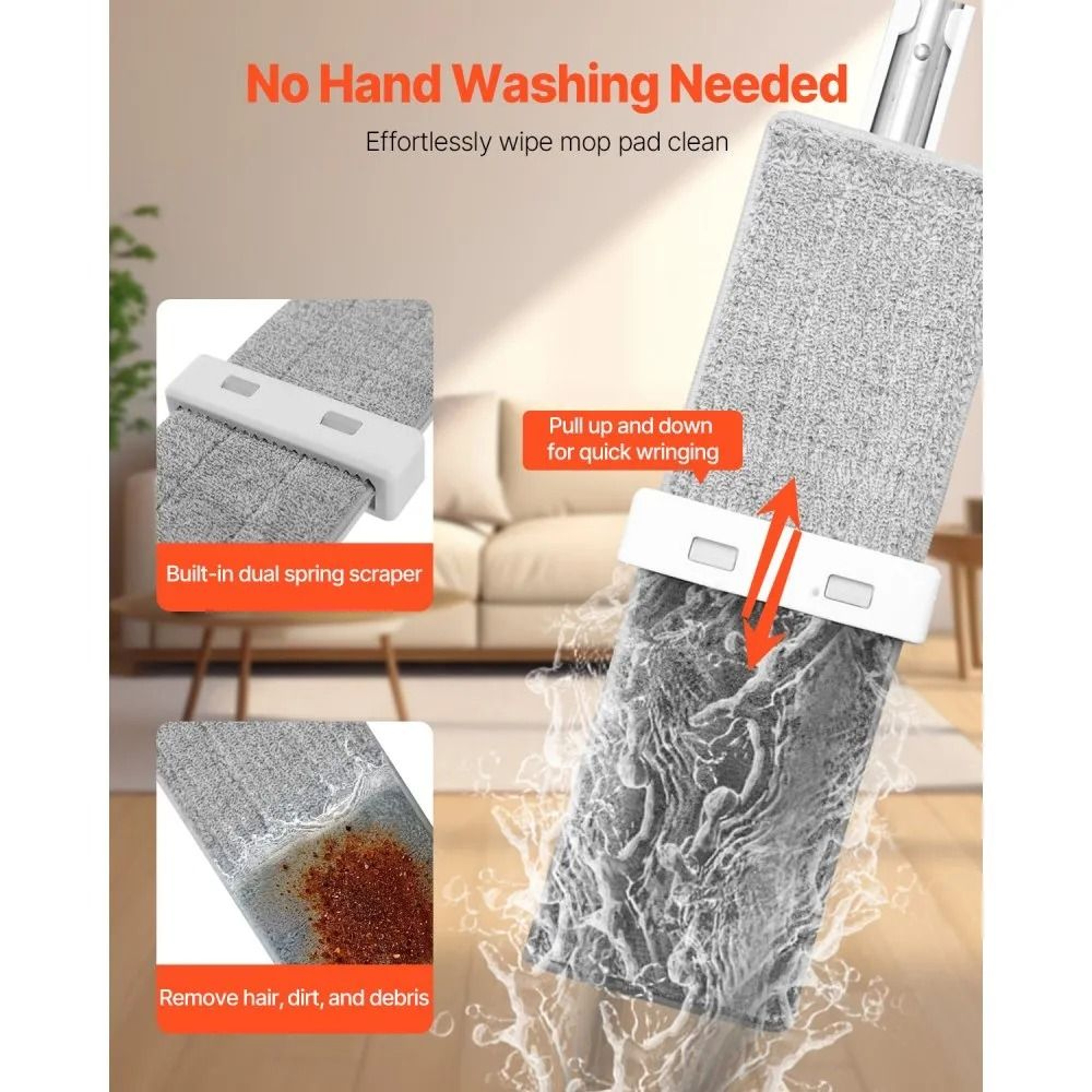 SelfWringing Microfiber Flat Mop With 4 Washable Pads And 360 Rotating Head 3