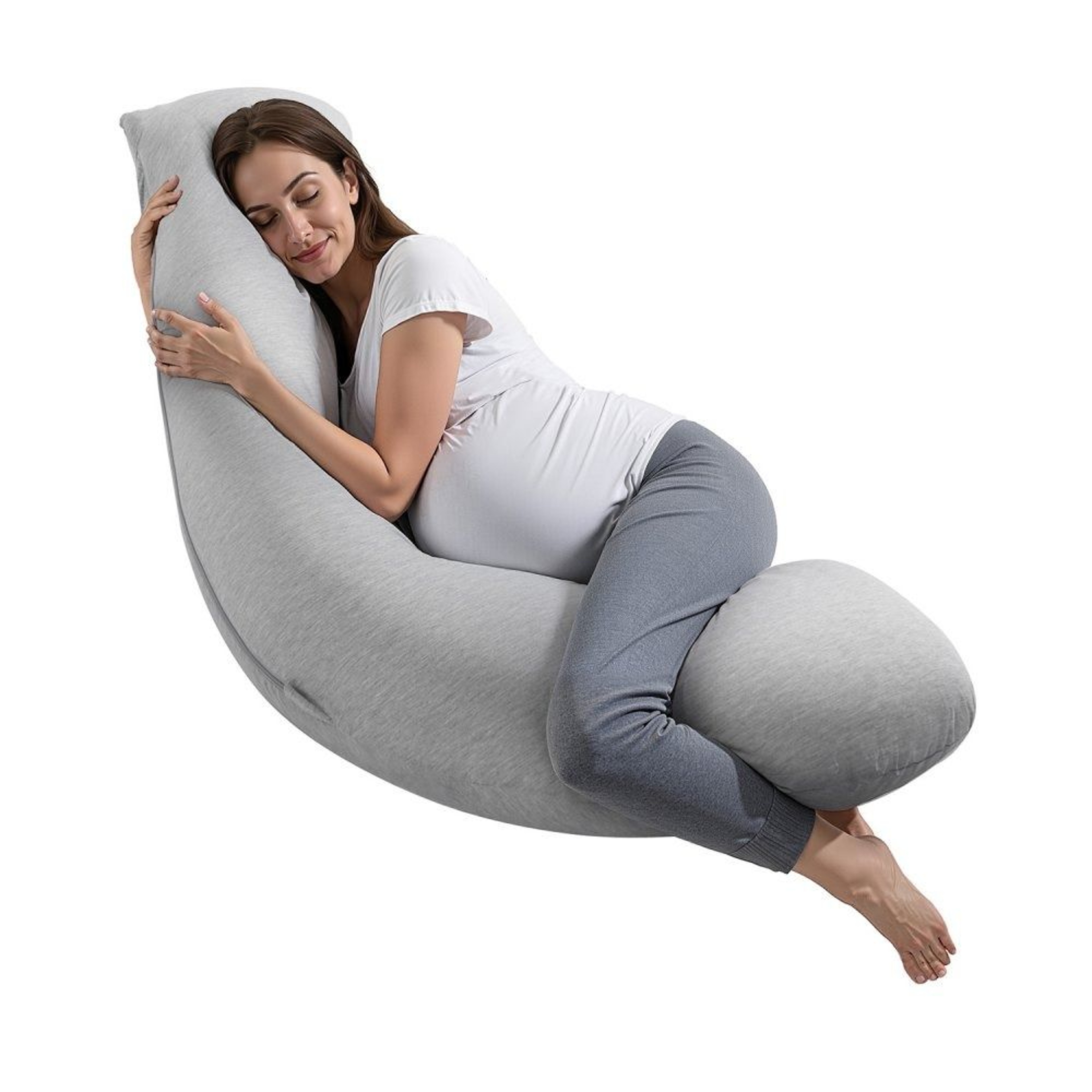 LShaped Pregnancy Pillow For Side Sleeping With Washable Jersey Cotton Cover 0