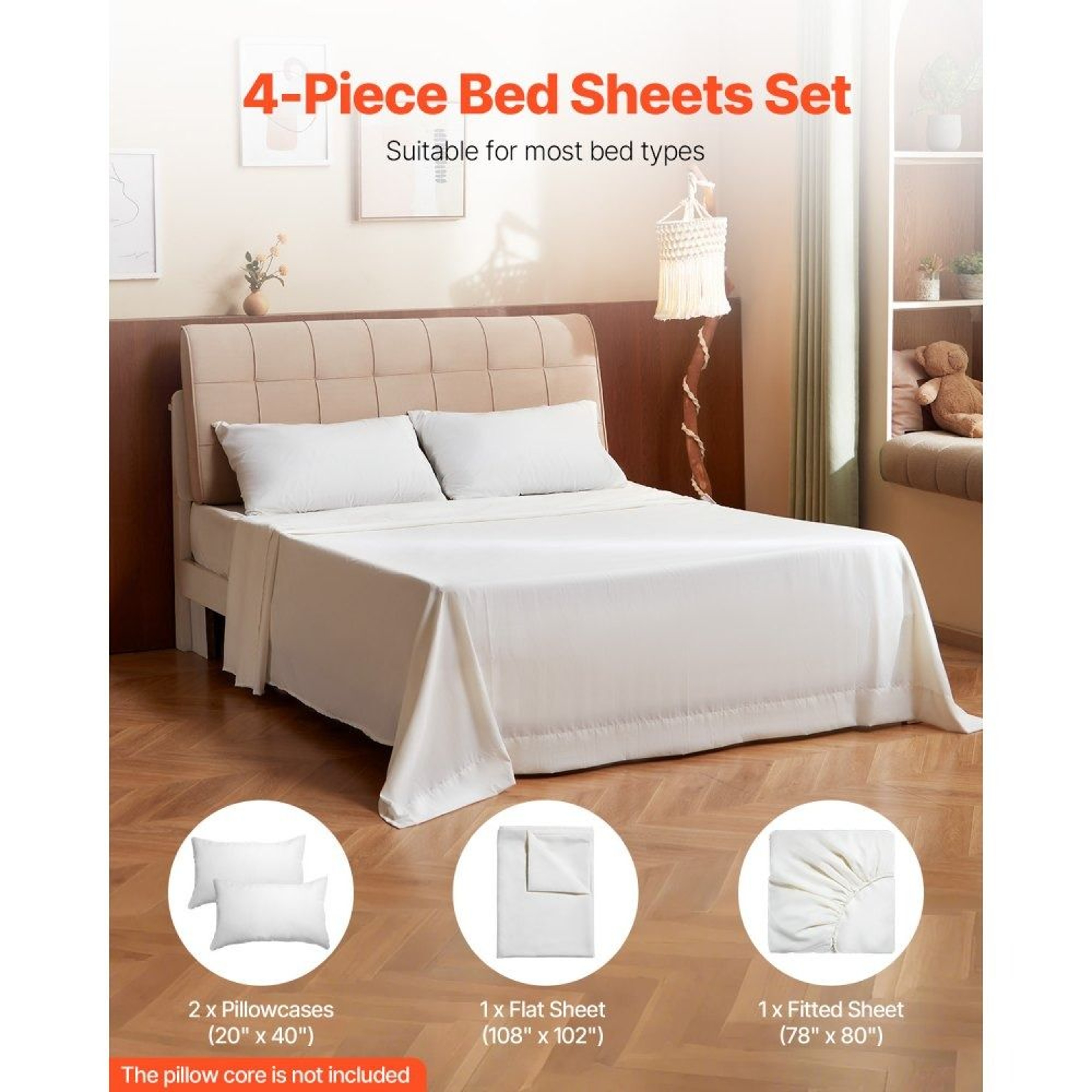 King Size 4Piece Bed Sheet Set With 100 Brushed Microfiber And Deep Pockets 5