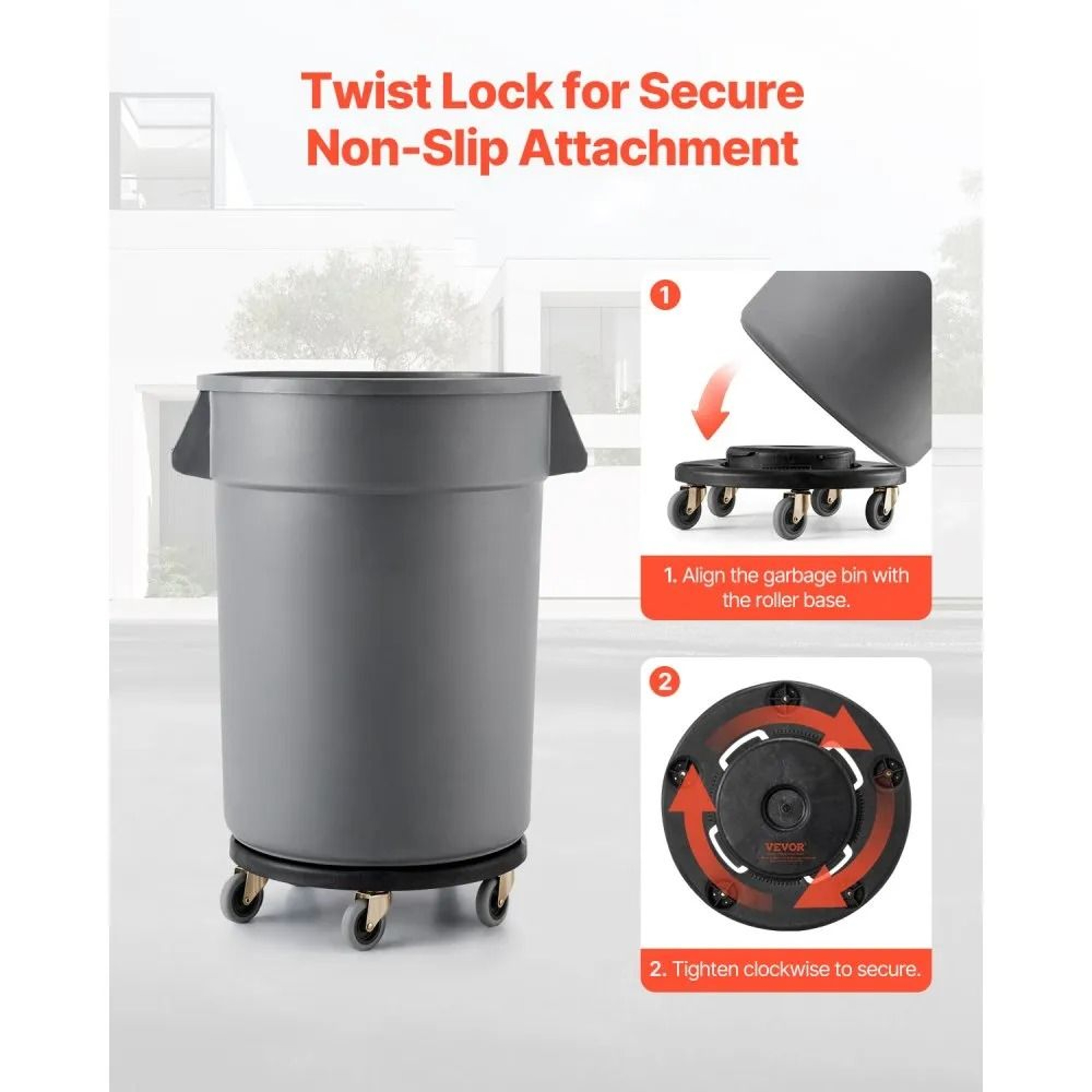Heavy Duty Trash Can Dolly With Swivel Wheels And 500 Lb Capacity 3