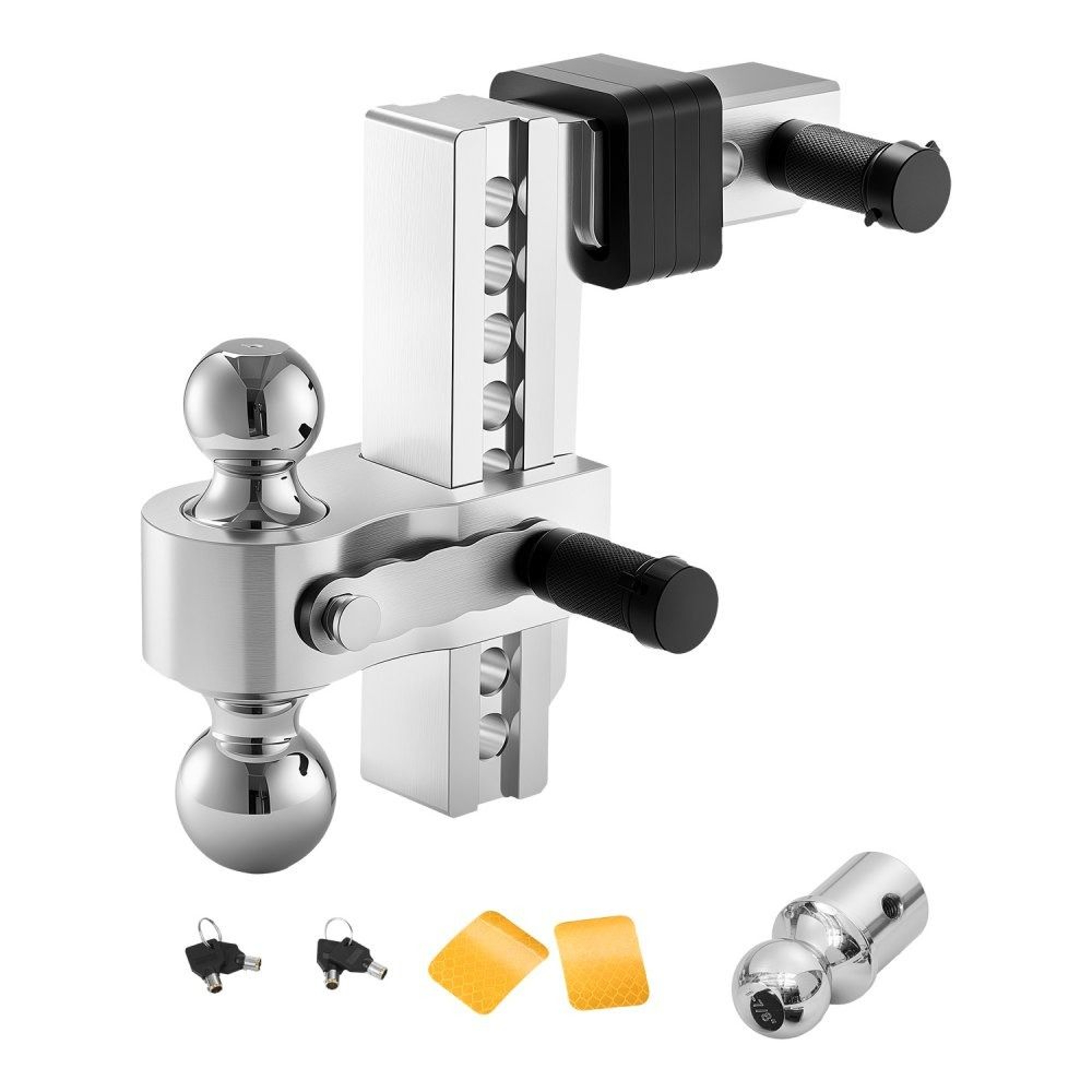 Adjustable Trailer Hitch With 8Inch Drop And TriBall Mount For 2Inch Receiver 0