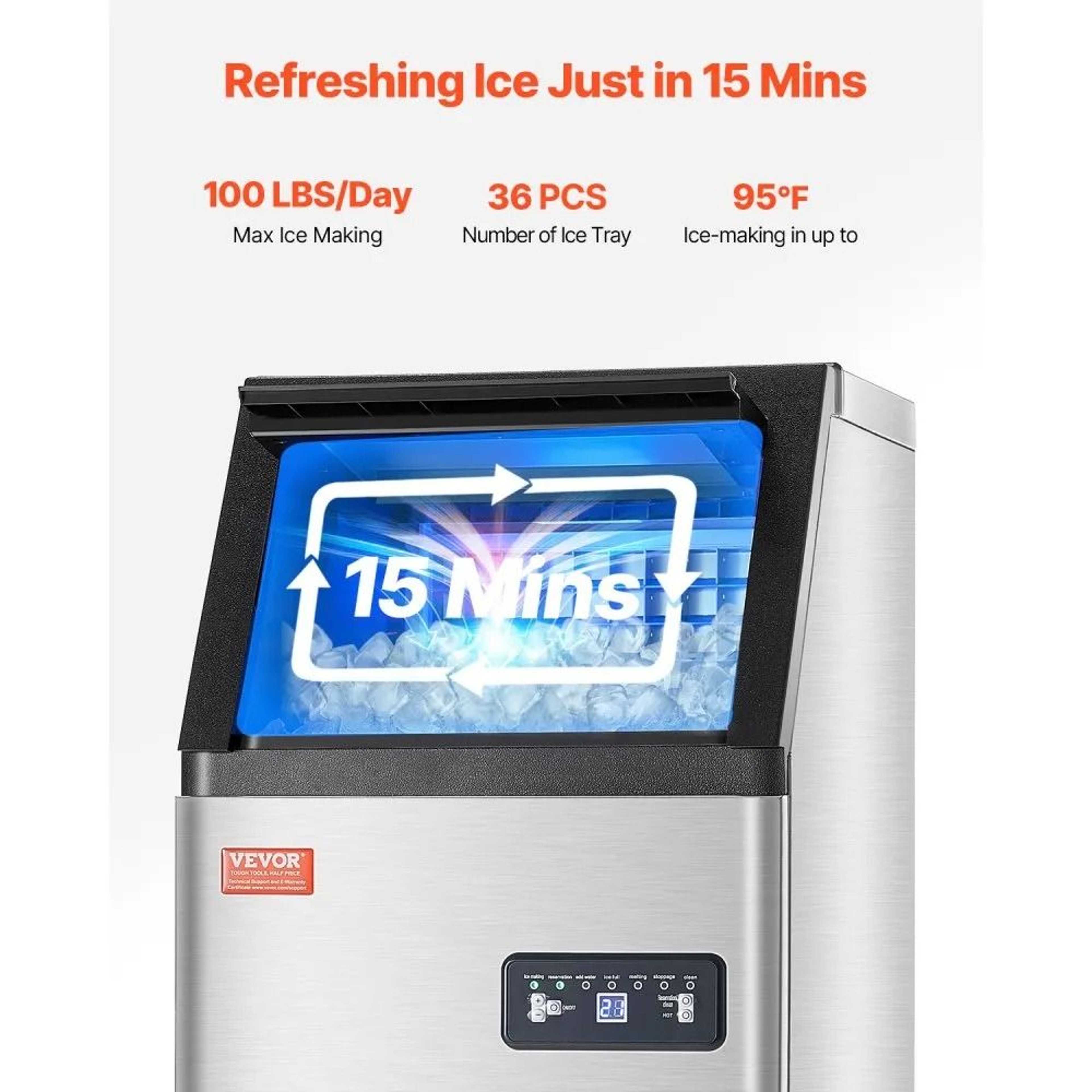 Commercial Ice Maker Machine 100 LbsDay With 16 Lb Storage And SelfCleaning 2