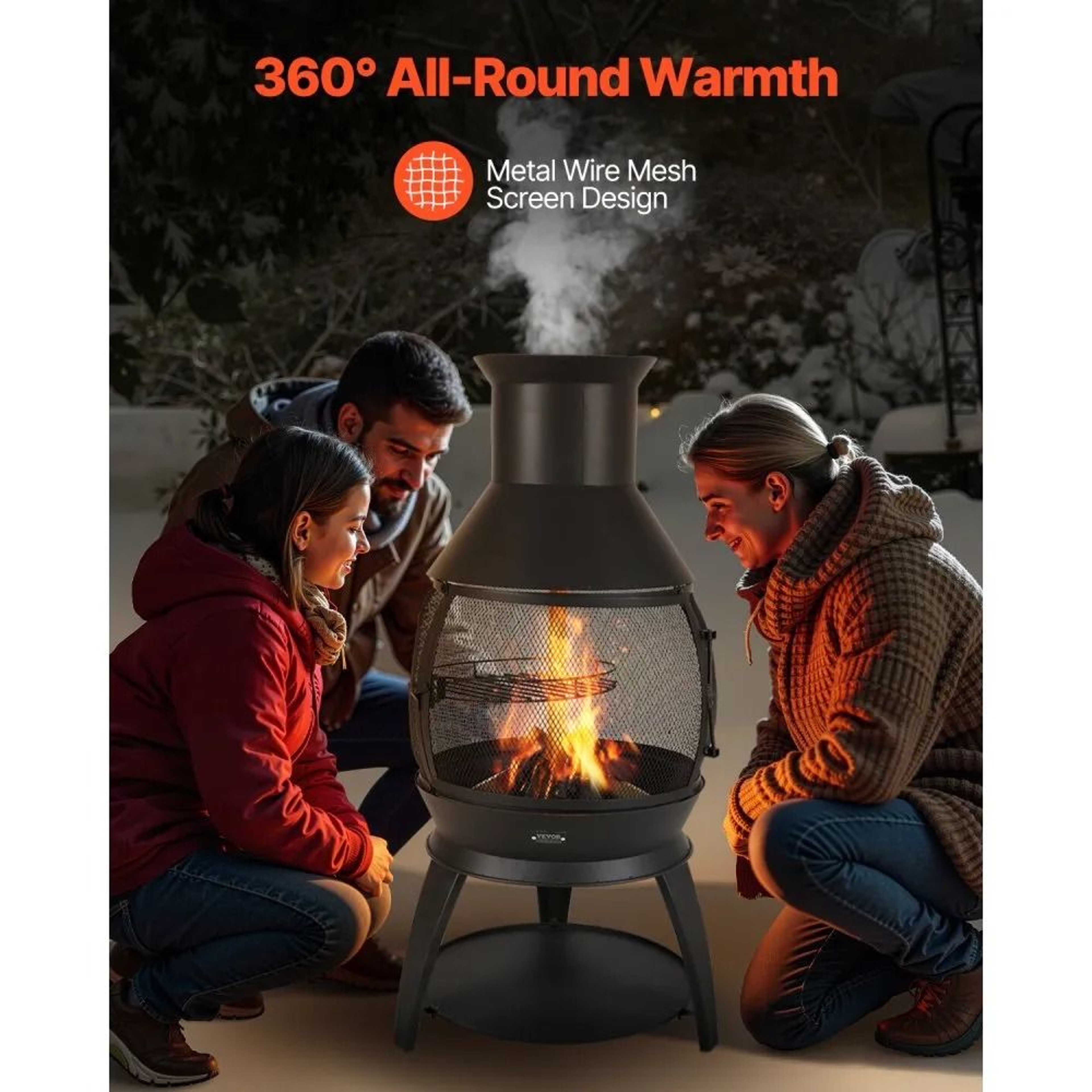 22 Inch Outdoor Wood Burning Chiminea Fire Pit With BBQ Grill And Protective Cover 1