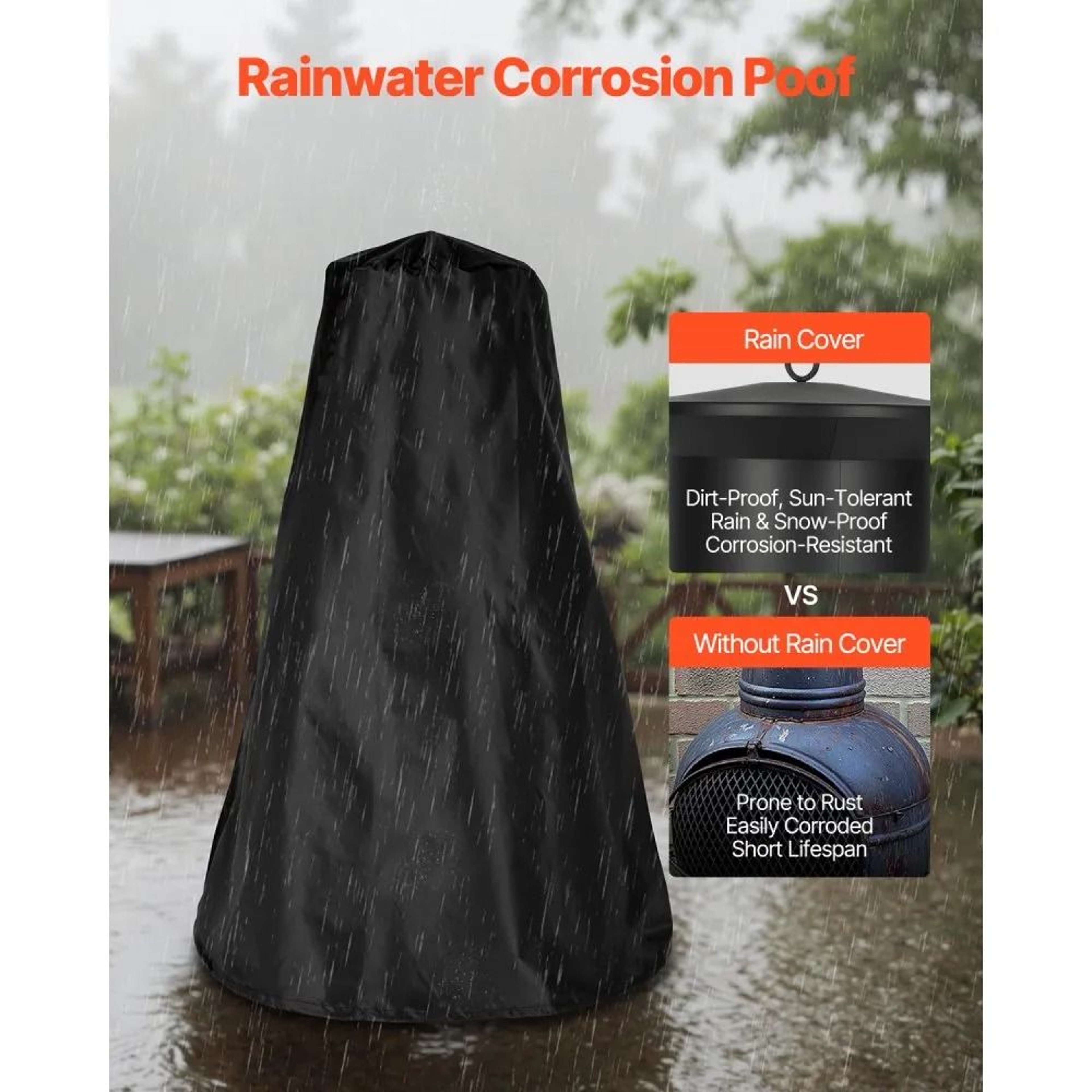 22 Inch Outdoor Wood Burning Chiminea Fire Pit With BBQ Grill And Protective Cover 4