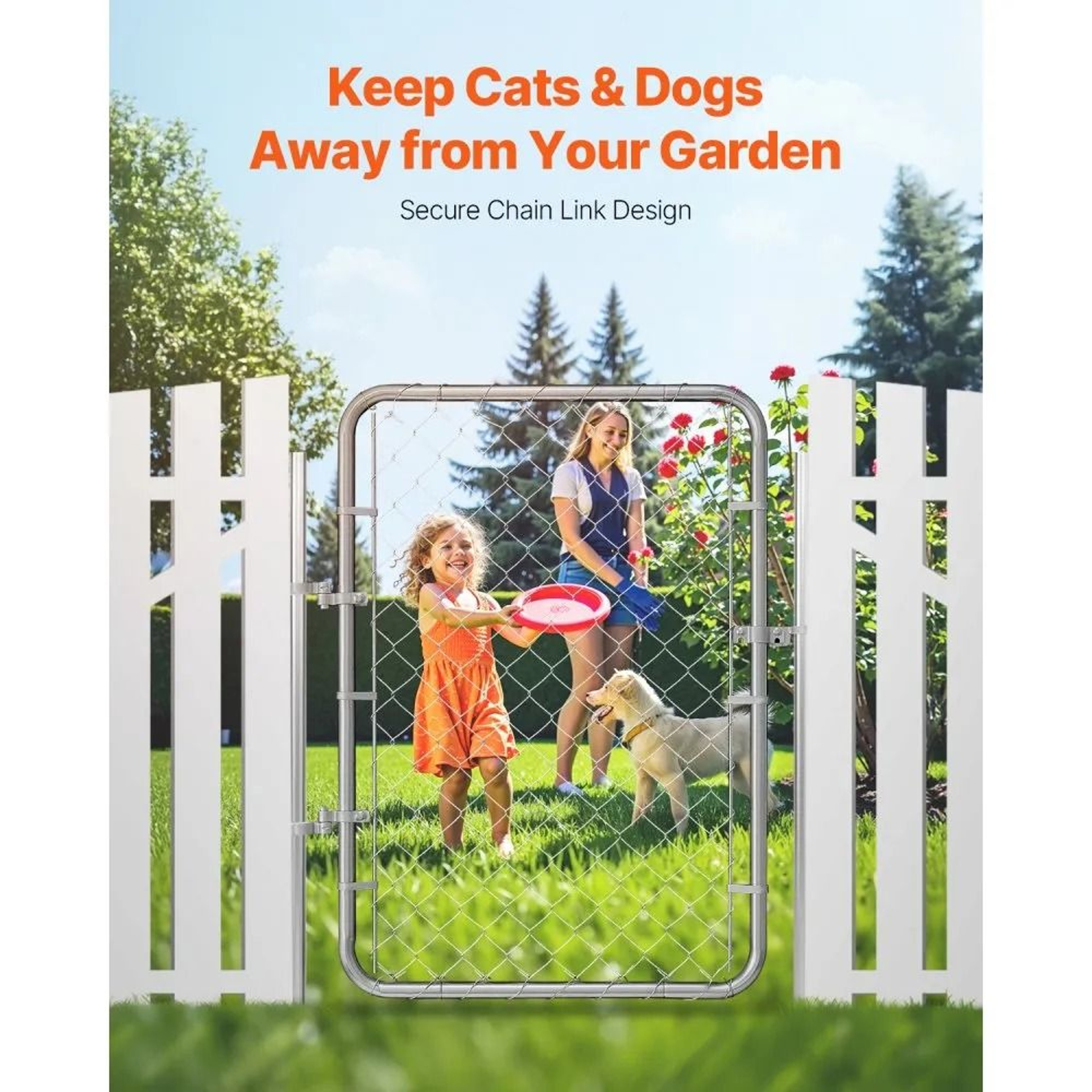 Chain Link Fence Gate 32 X 46 Inch Adjustable Galvanized Steel Garden Gate 3