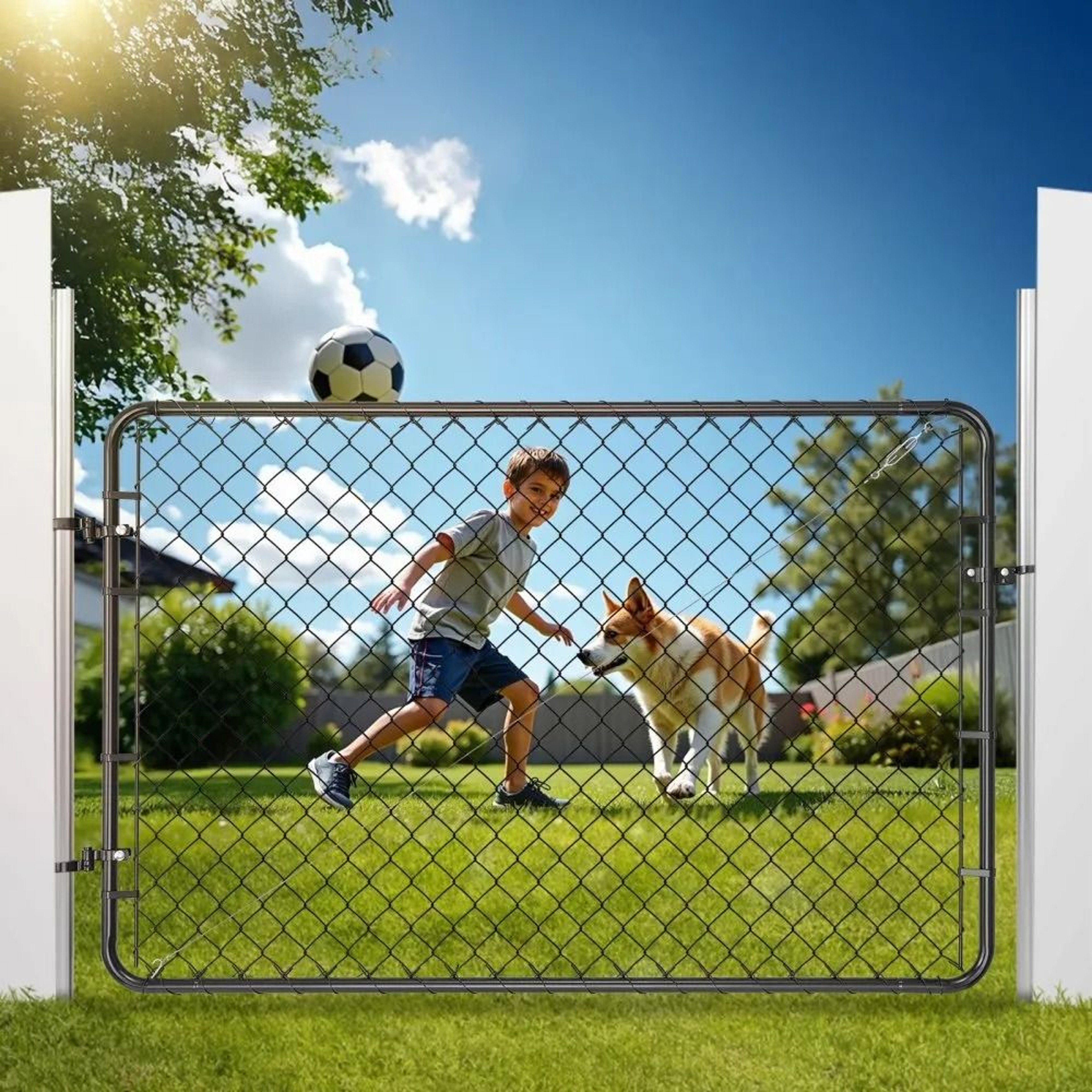 Adjustable Chain Link Fence Gate 72 X 48 Inch Galvanized Steel With Plastic Coating 4