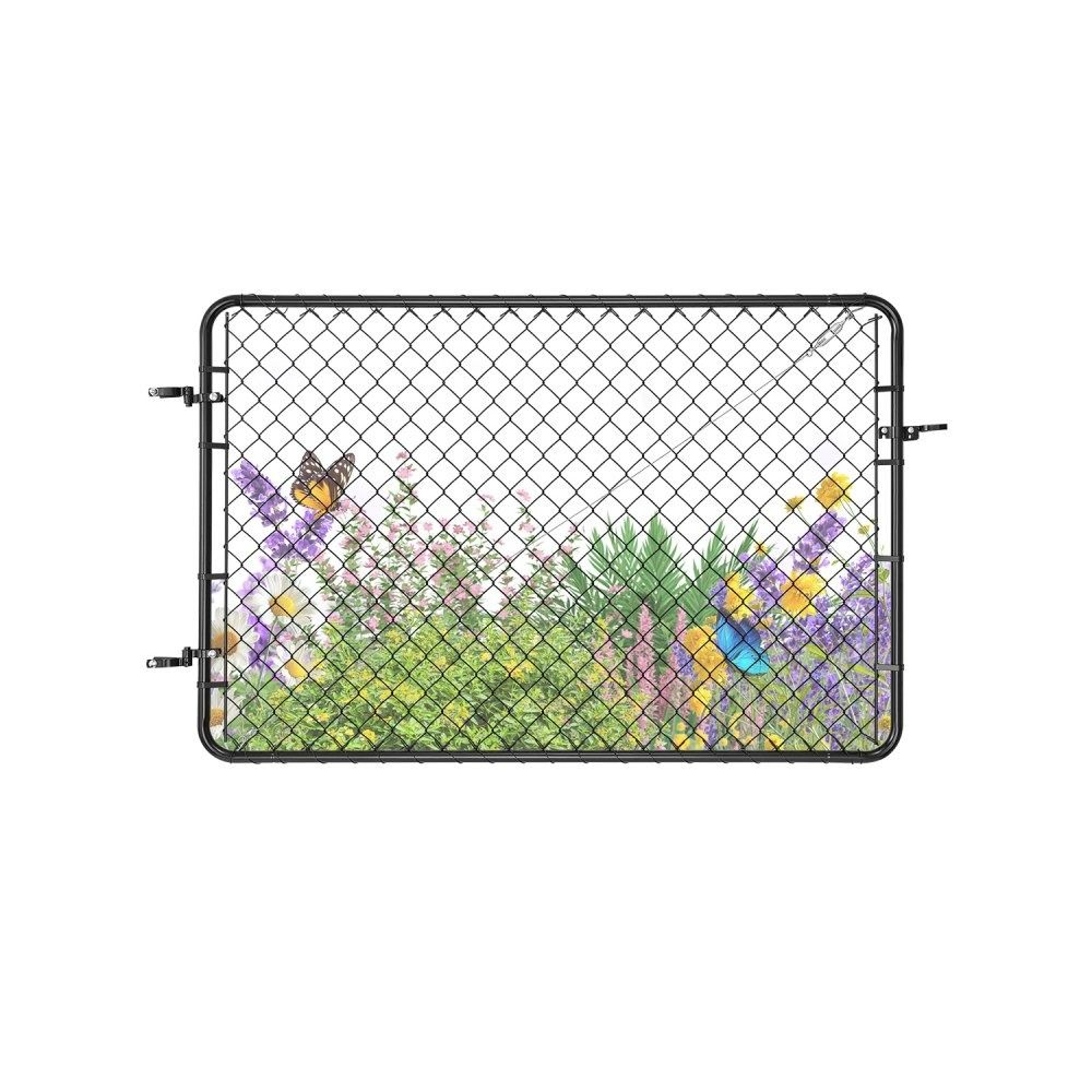 Adjustable Chain Link Fence Gate 72 X 48 Inch Galvanized Steel With Plastic Coating 0