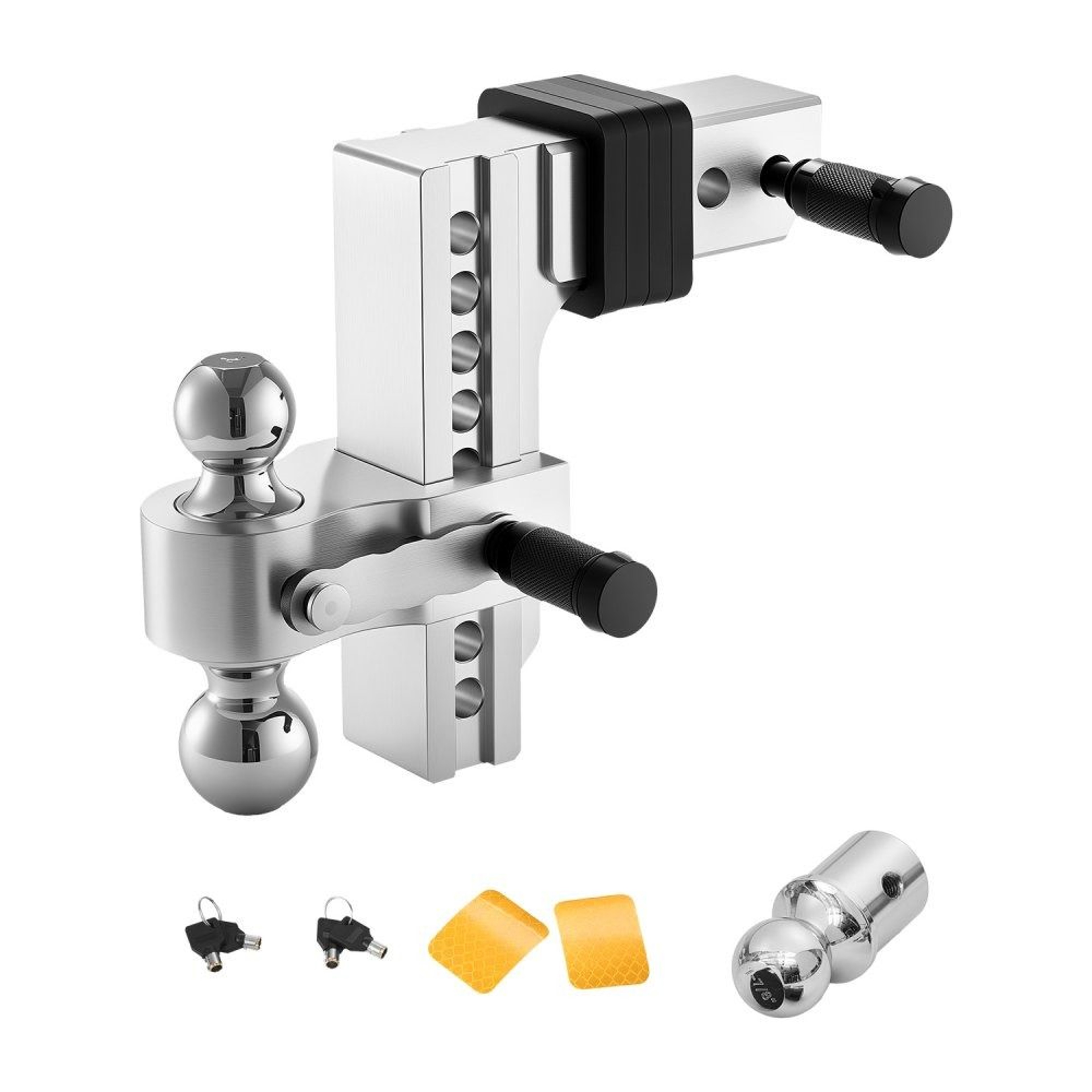 Adjustable Trailer Hitch With 8Inch Drop And TriBall Mount For 25Inch Receiver 0
