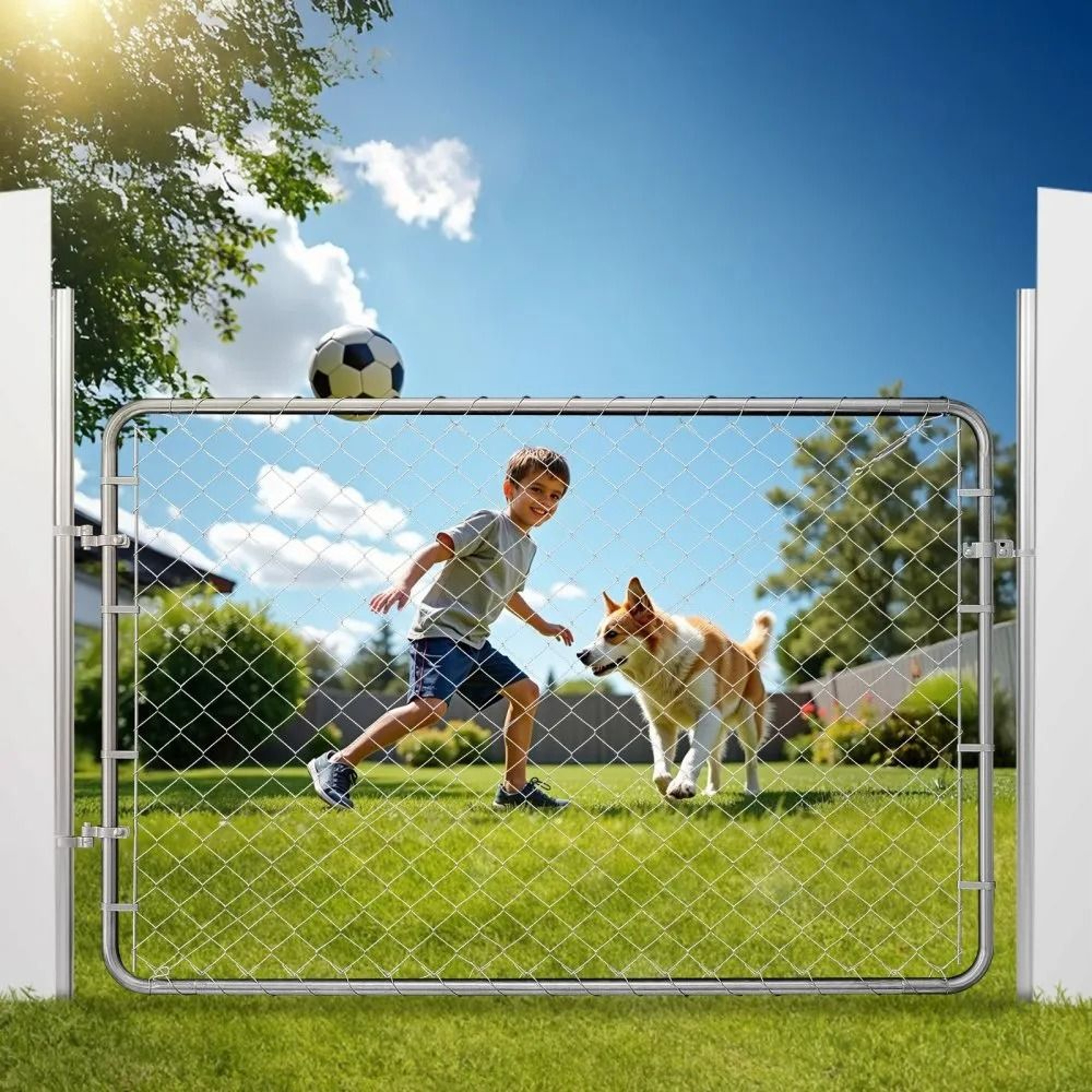 Adjustable Chain Link Fence Gate 72 X 48 Inch Galvanized Steel Garden Gate 6