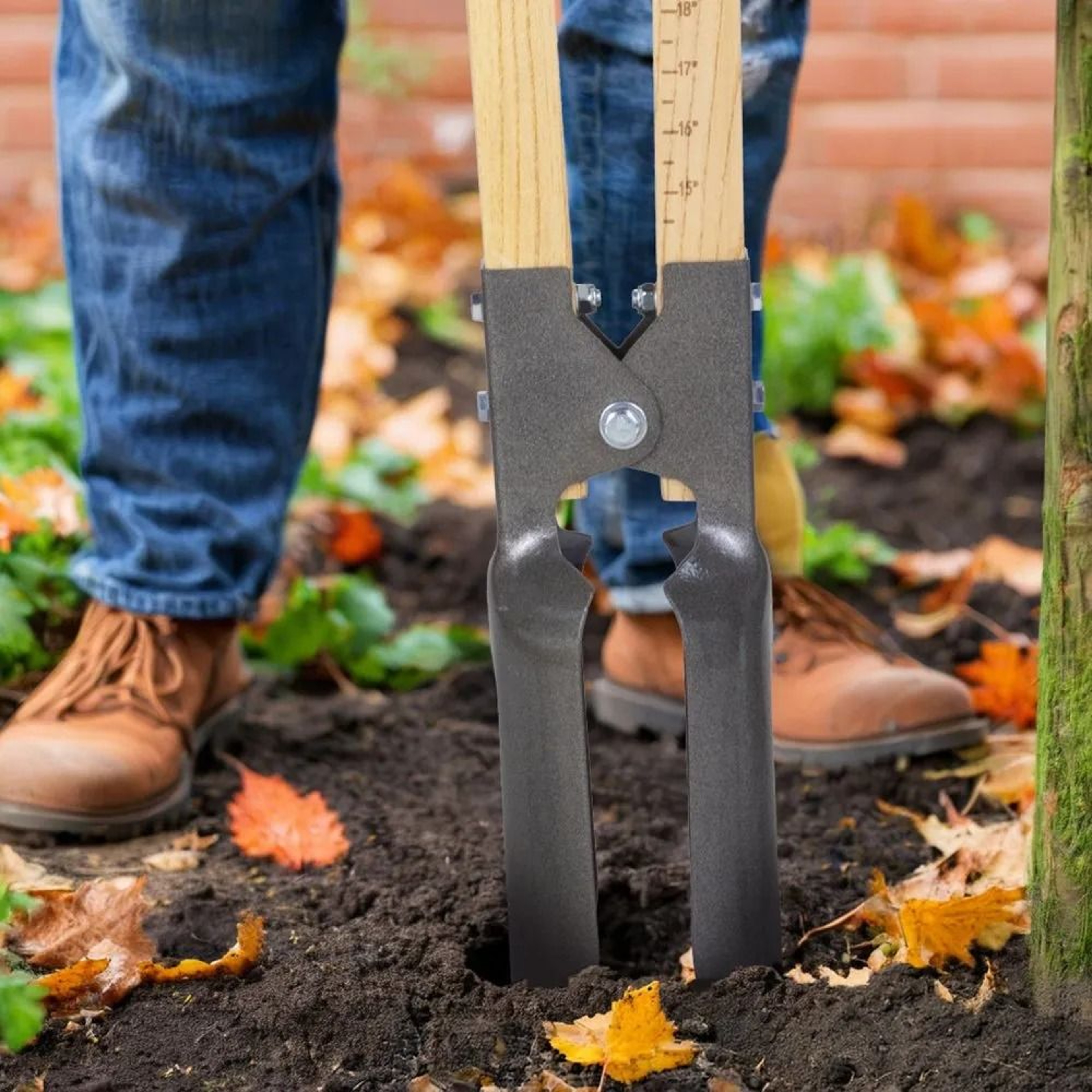 Heavy Duty Post Hole Digger With Wood Handle And Depth Markings 575 Inch 5