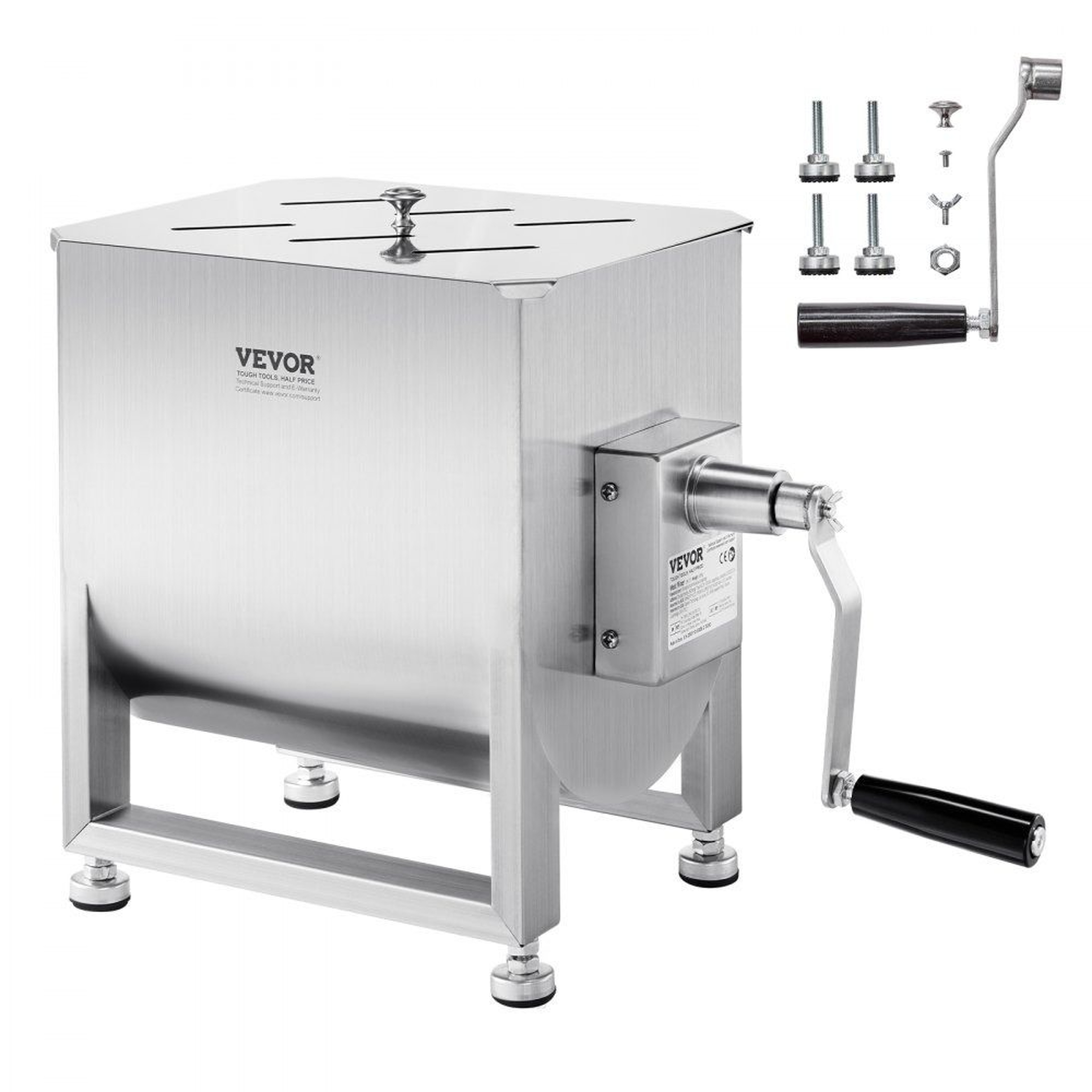 30L Stainless Steel Manual Meat Mixer With Gearbox And Adjustable Feet 0