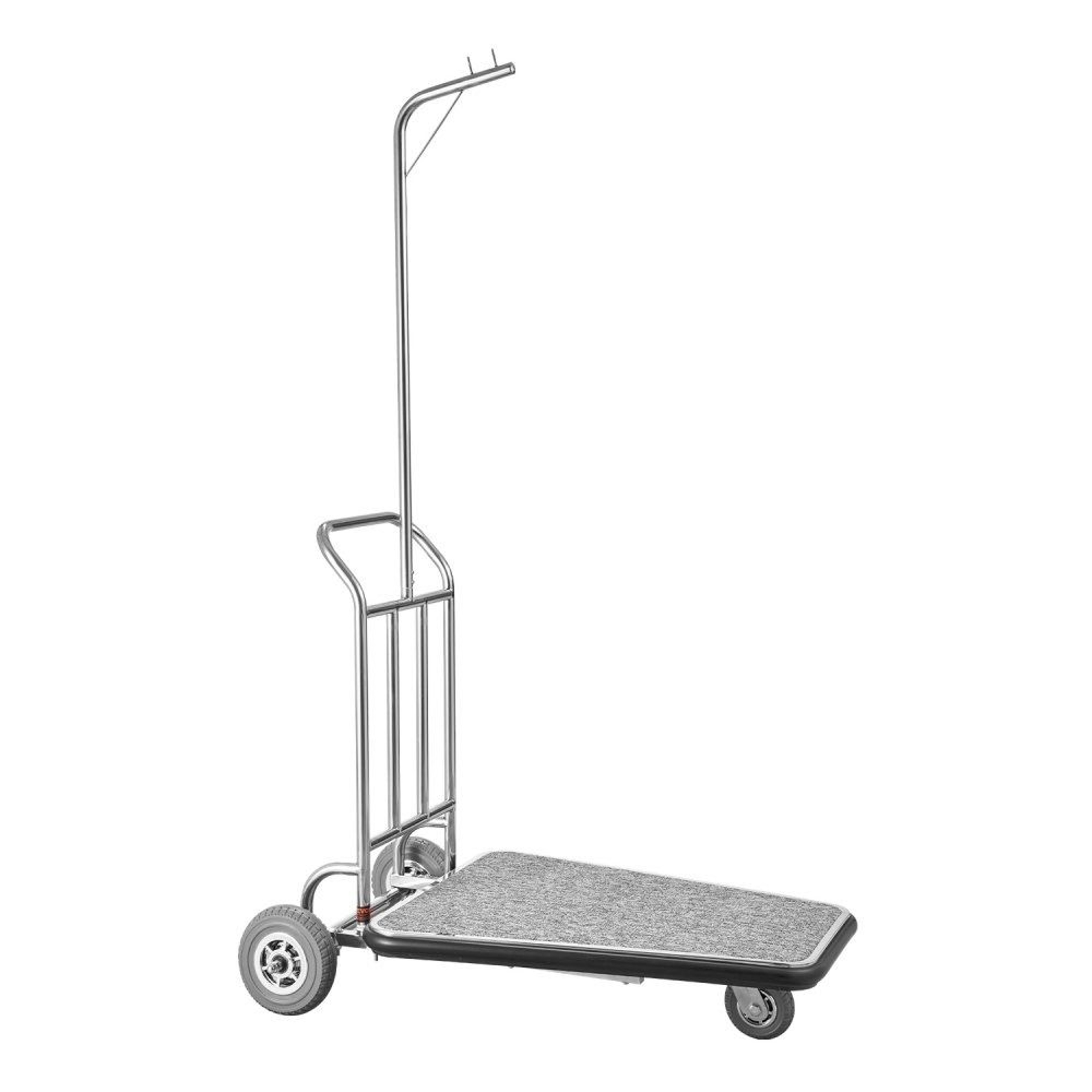Heavy Duty Hotel Luggage Cart With 3 Rubber Wheels And Stainless Steel Frame 0