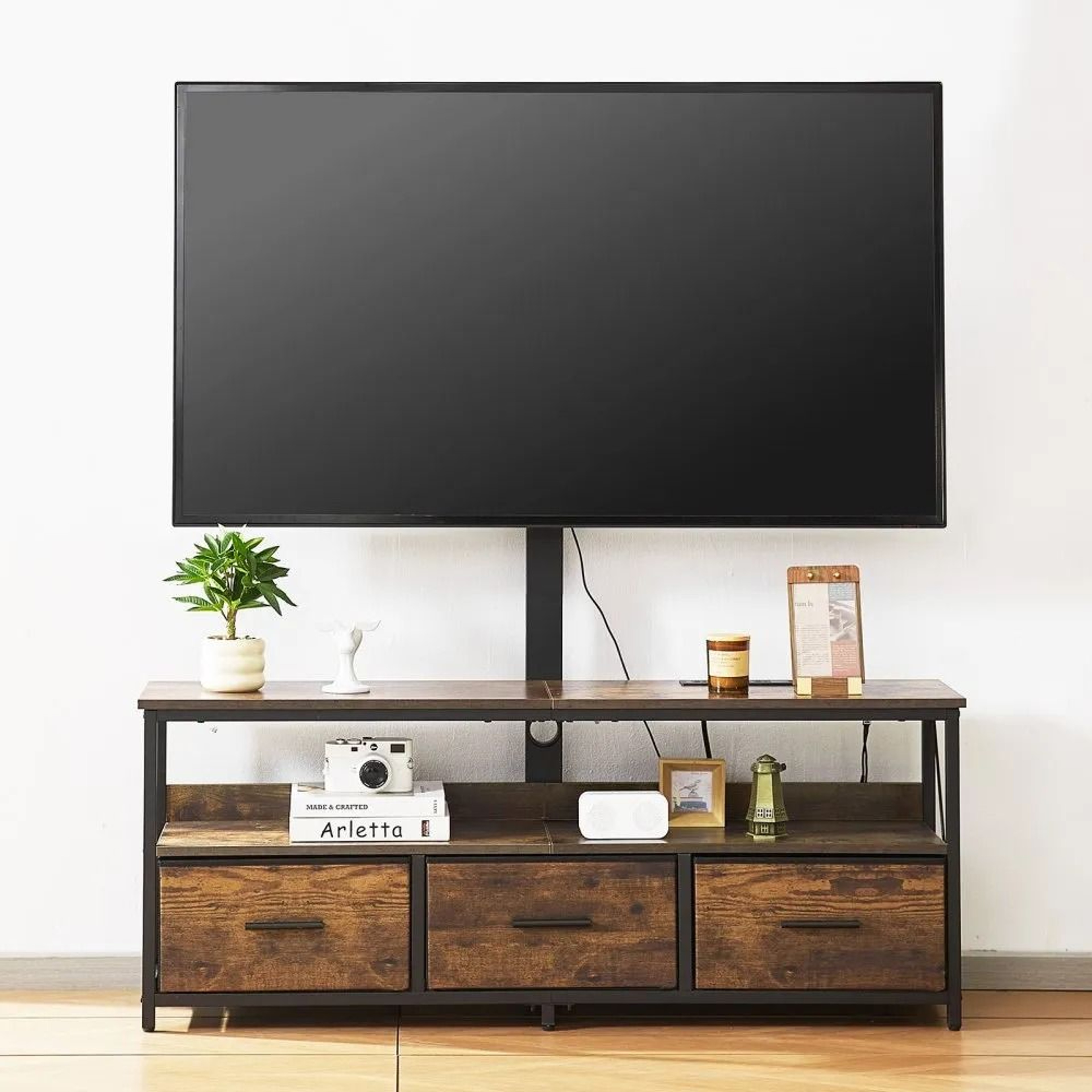 52Inch TV Stand With Mount For 3275 Inch TVs With LED Lights And Power Outlets 6
