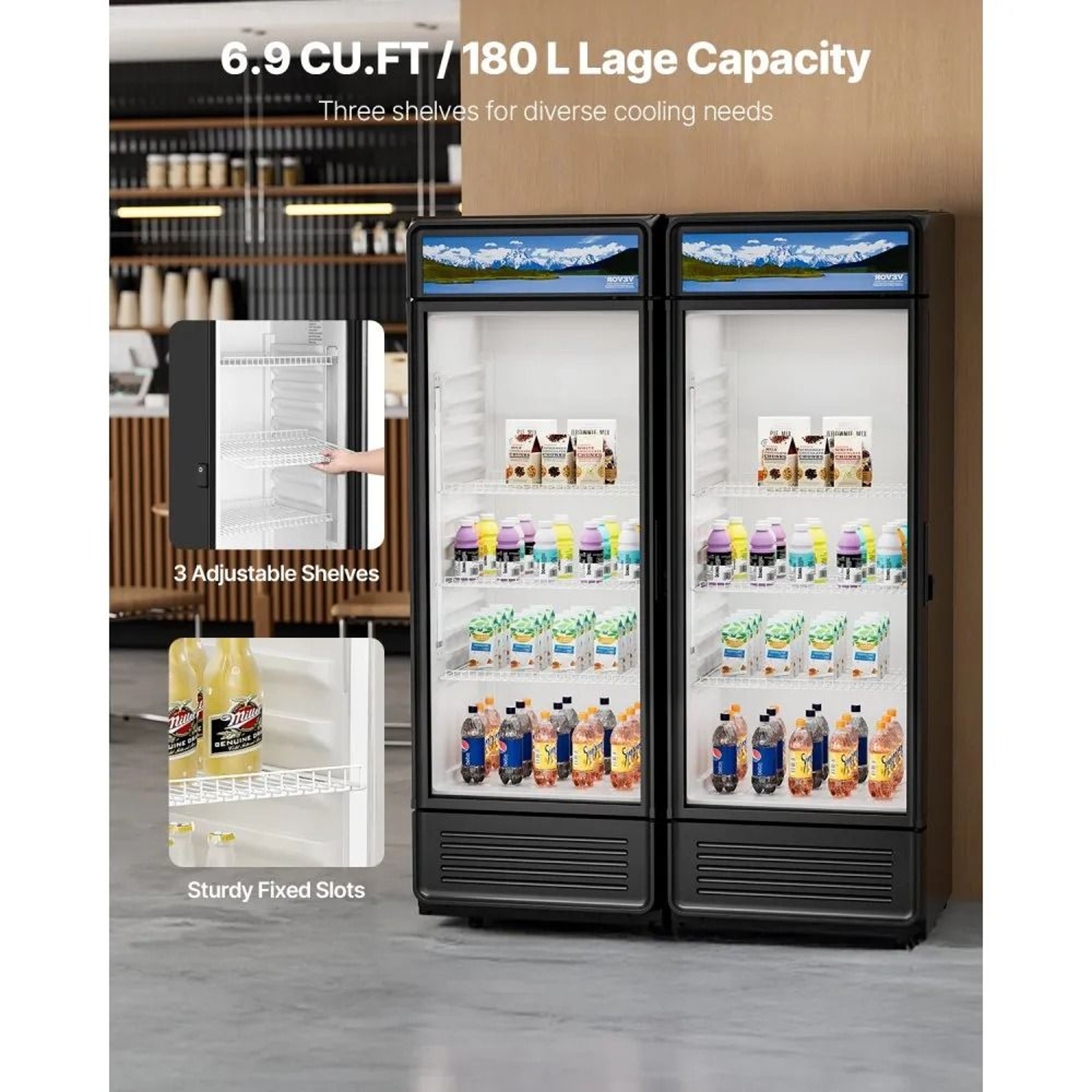 Commercial Beverage Display Refrigerator 69 Cu Ft With Glass Door And LED Lighting 1