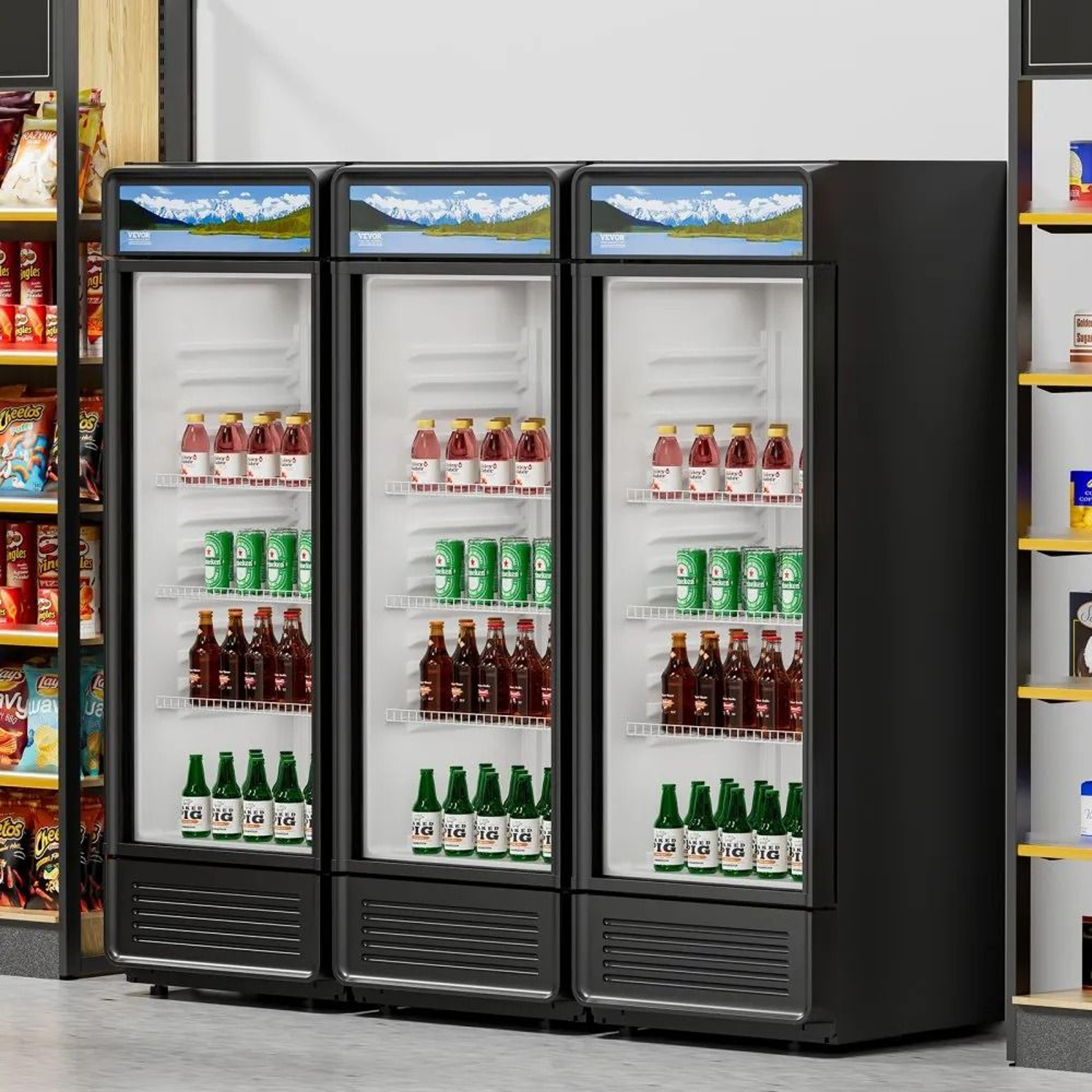 Commercial Beverage Display Refrigerator 69 Cu Ft With Glass Door And LED Lighting 5