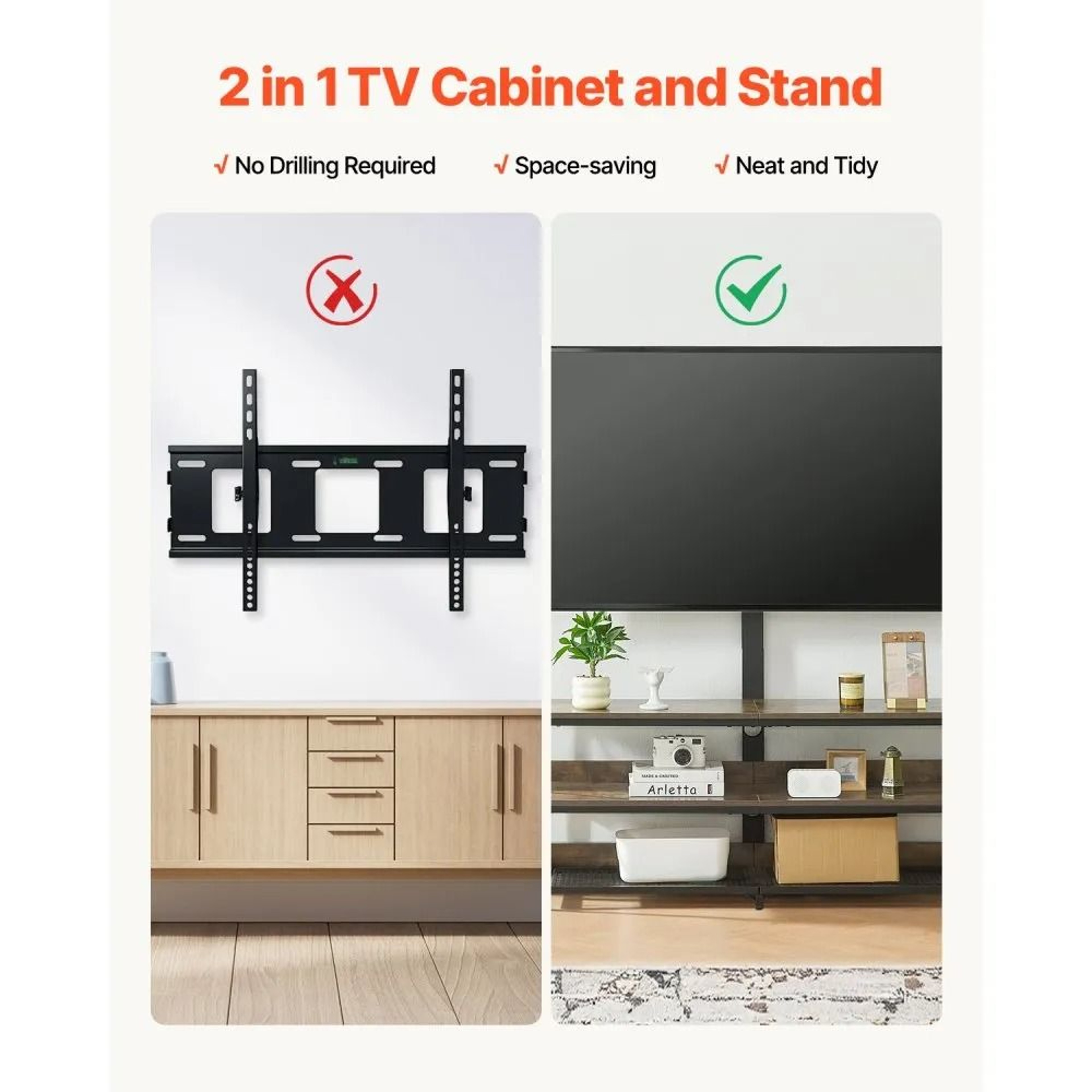 48 Inch TV Stand With Mount For 3275 Inch TVs And Power Outlet Storage Console 1