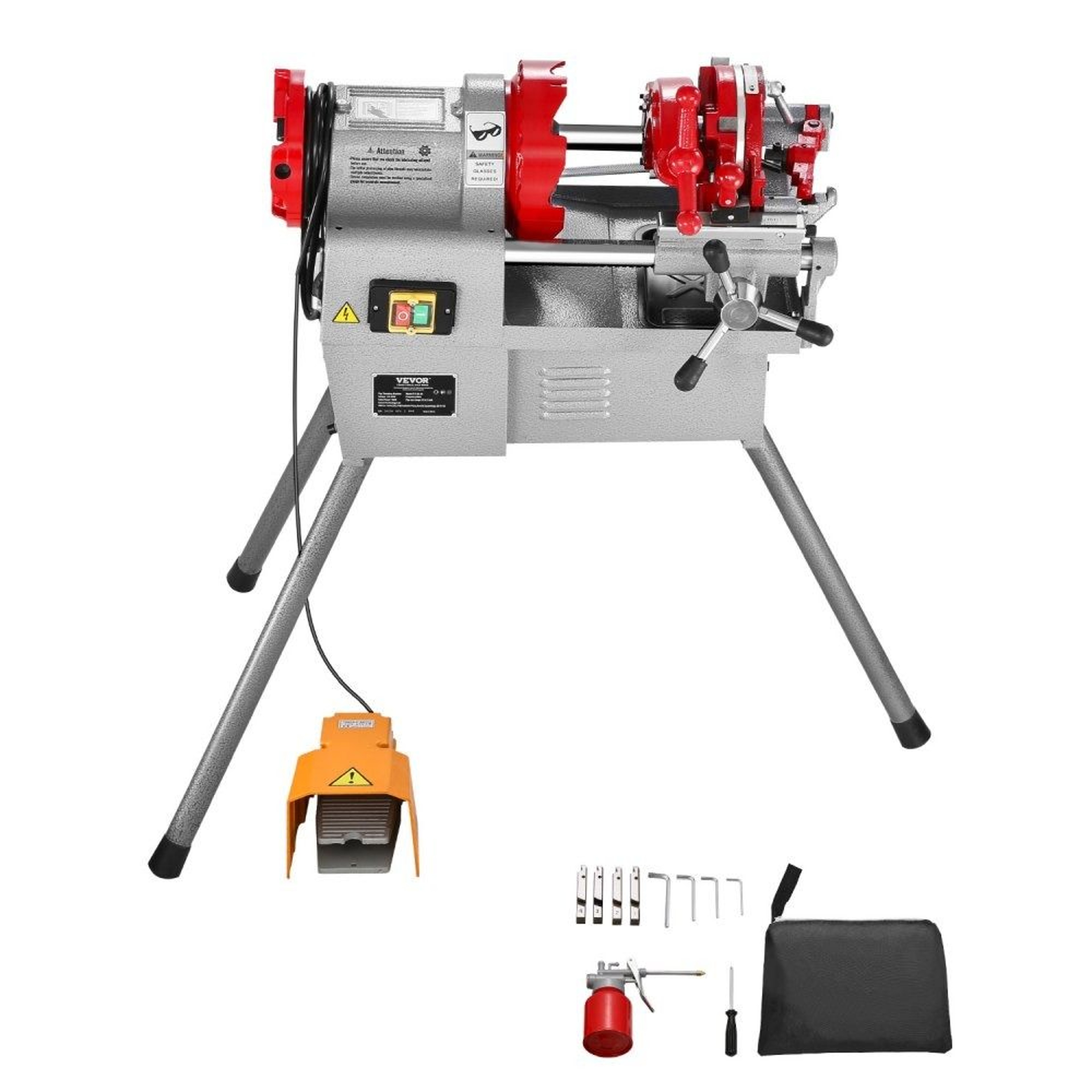 Electric Pipe Threader Machine 750W 28 RPM With Foot Pedal For 12 To 2 Inch Pipes 0