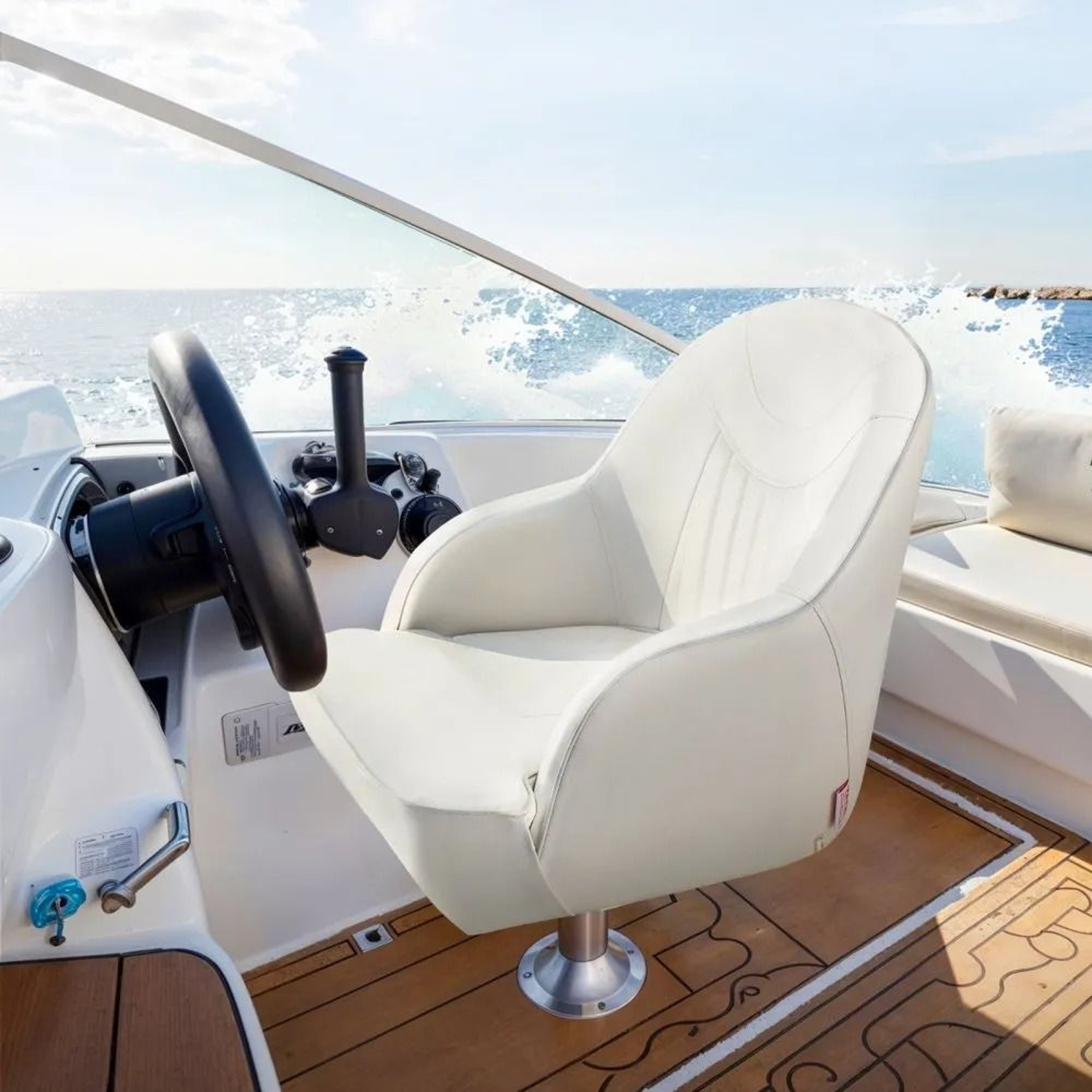 Waterproof Boat Captain Bucket Seat With FlipUp Cushion And Ergonomic Backrest 5