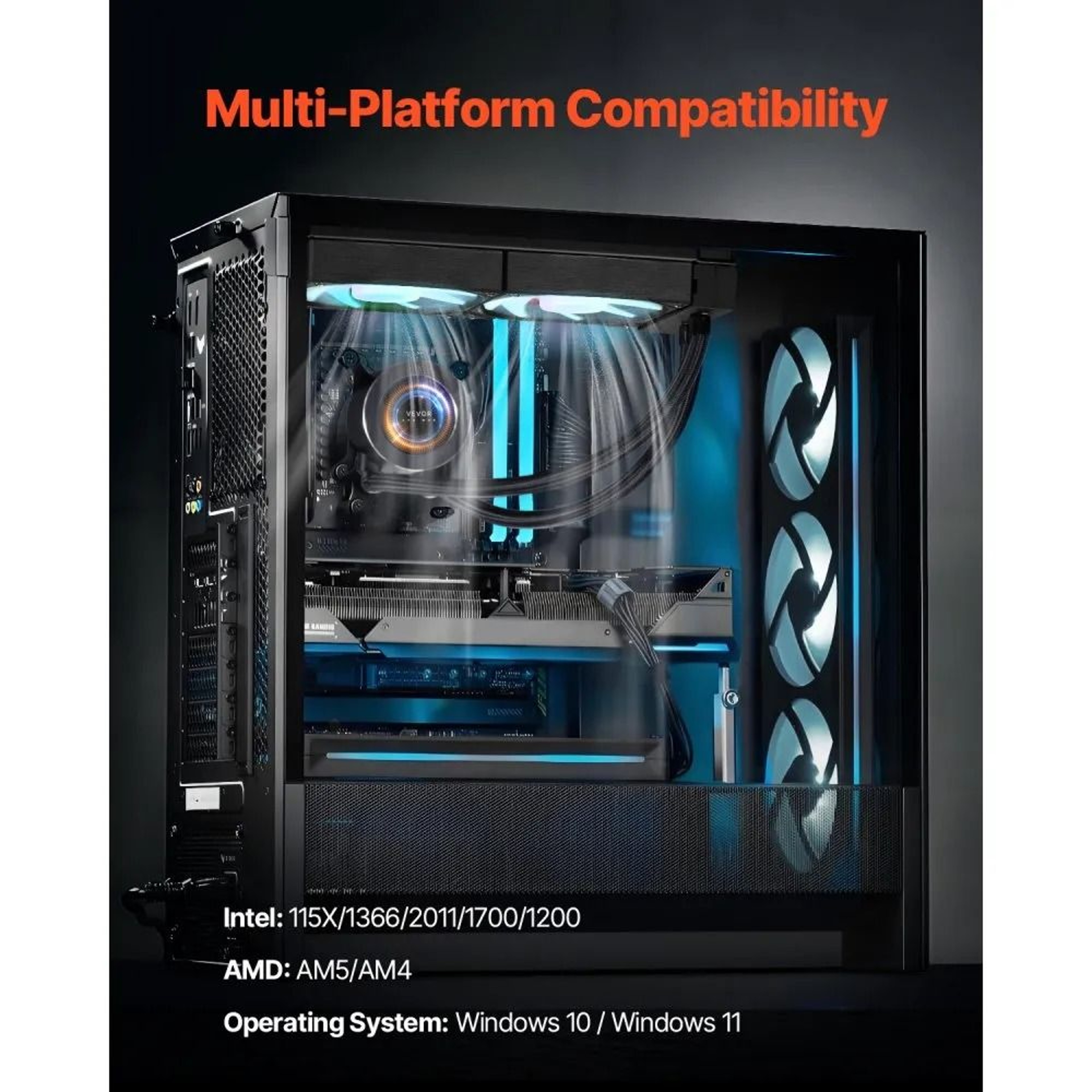 AIO CPU Liquid Cooler With 21Inch LCD Display And Triple 120mm PWM Fans 6