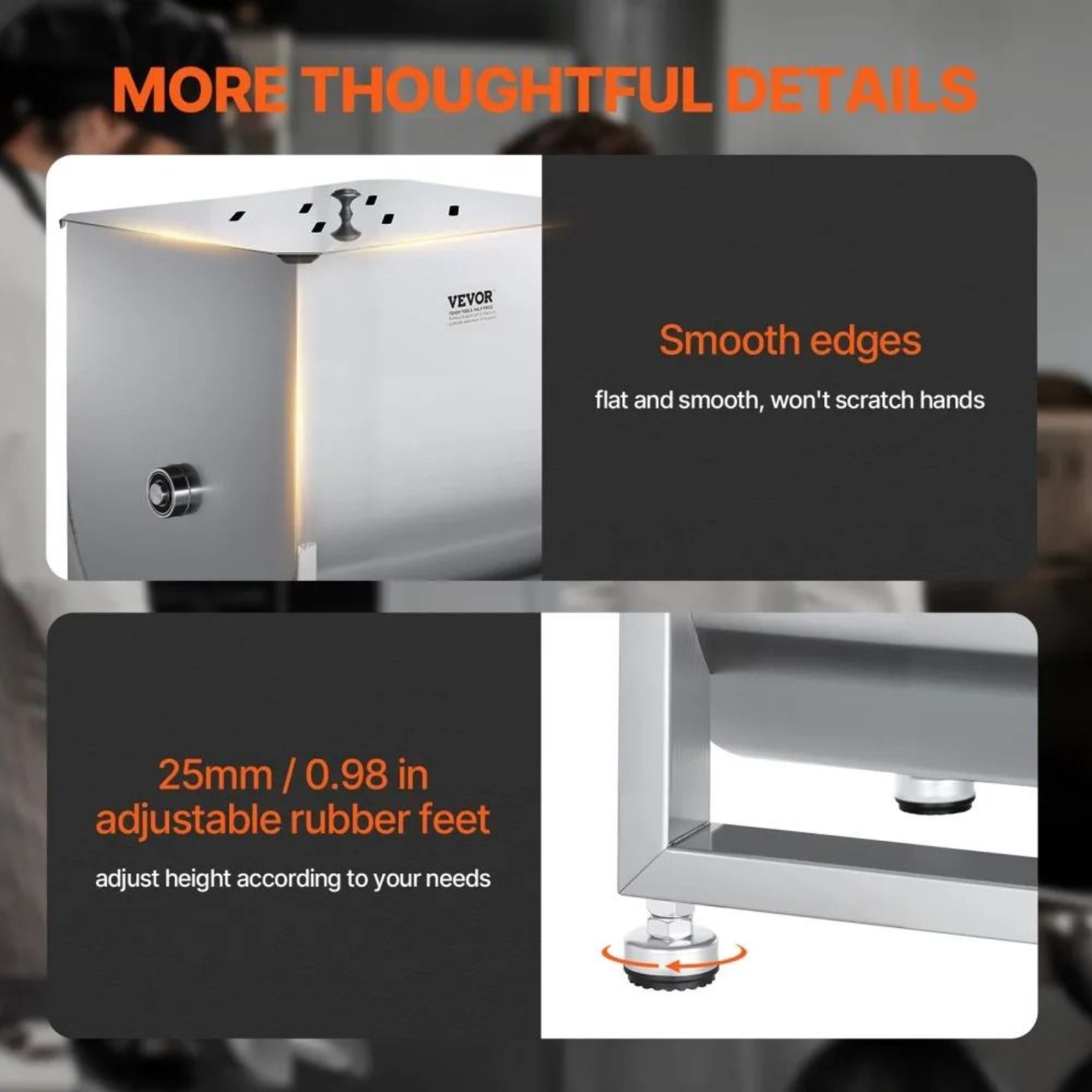 40L Stainless Steel Manual Meat Mixer With Gearbox And Adjustable Feet 3