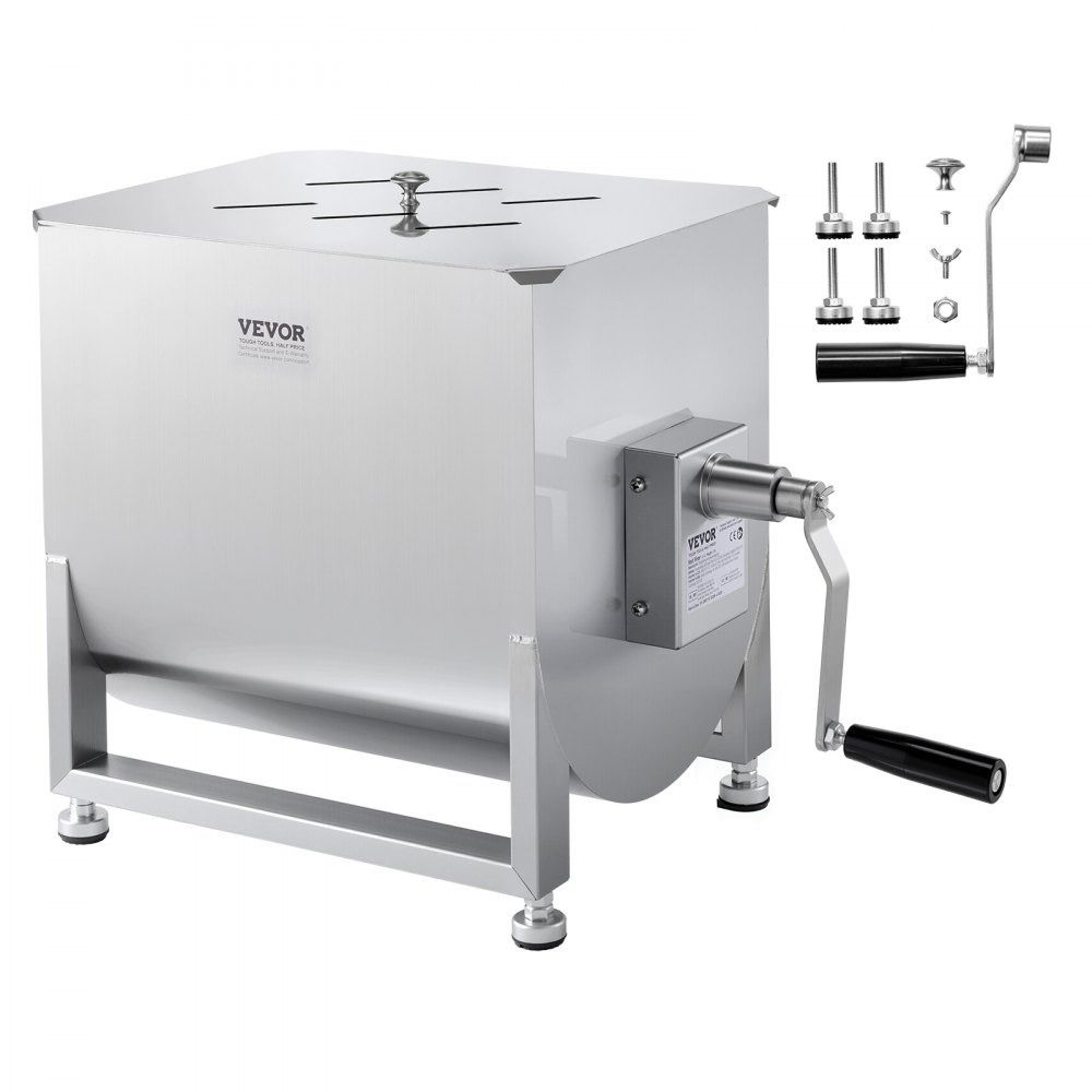40L Stainless Steel Manual Meat Mixer With Gearbox And Adjustable Feet 0