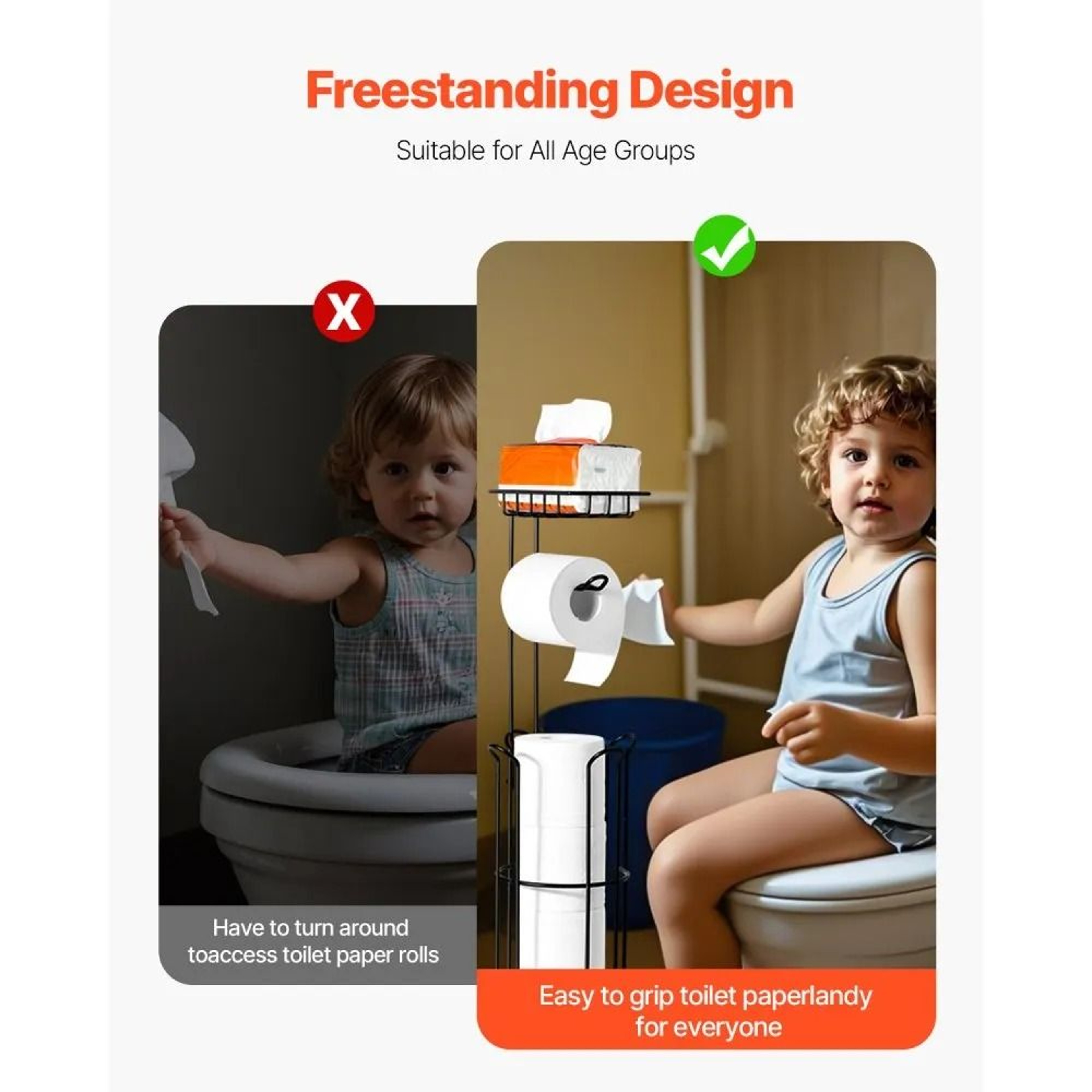 Freestanding Toilet Paper Holder With Shelf And 4Roll Storage Matte Black 3