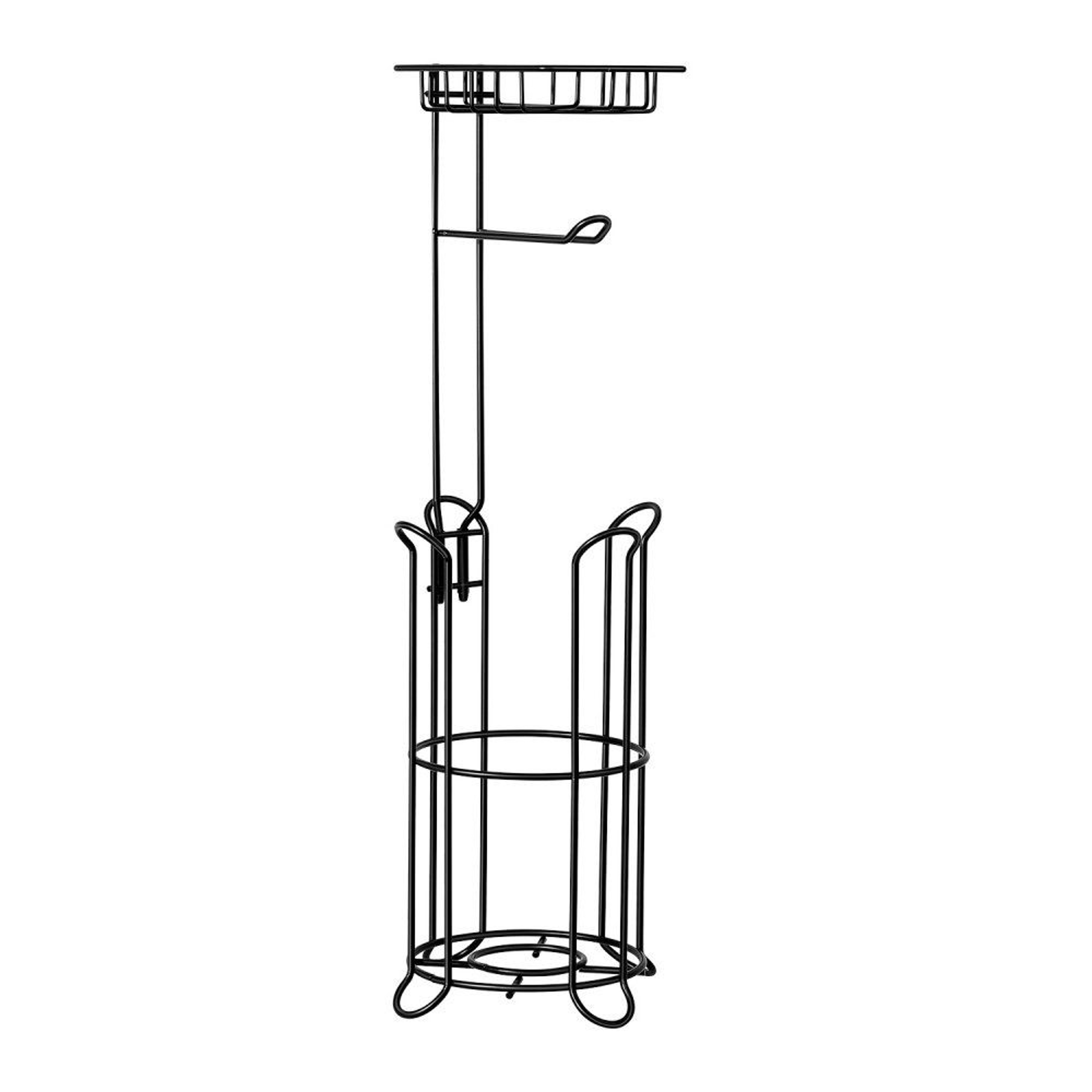 Freestanding Toilet Paper Holder With Shelf And 4Roll Storage Matte Black 0