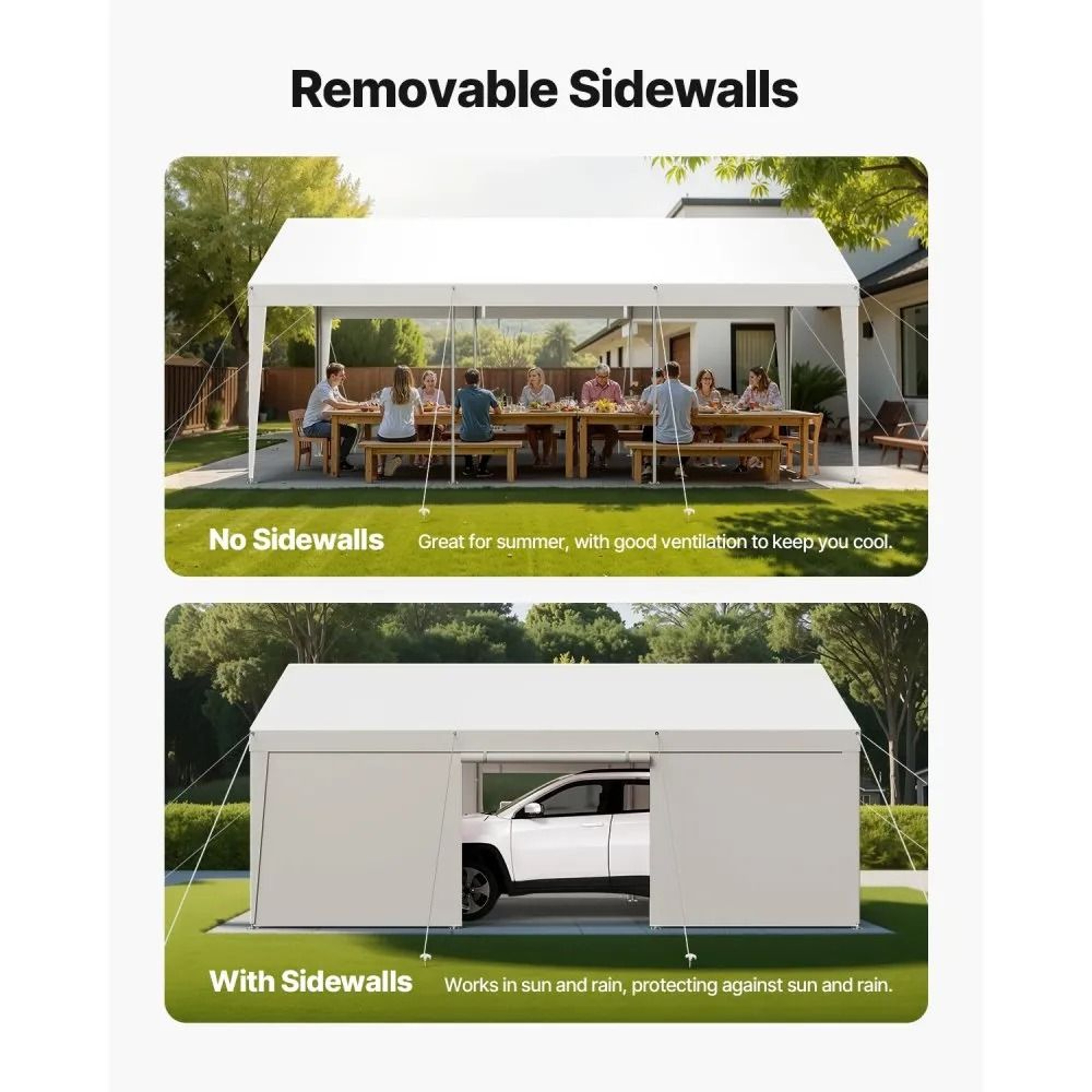 12 X 20 FT Heavy Duty Carport With Removable Sidewalls And Waterproof Canopy 2