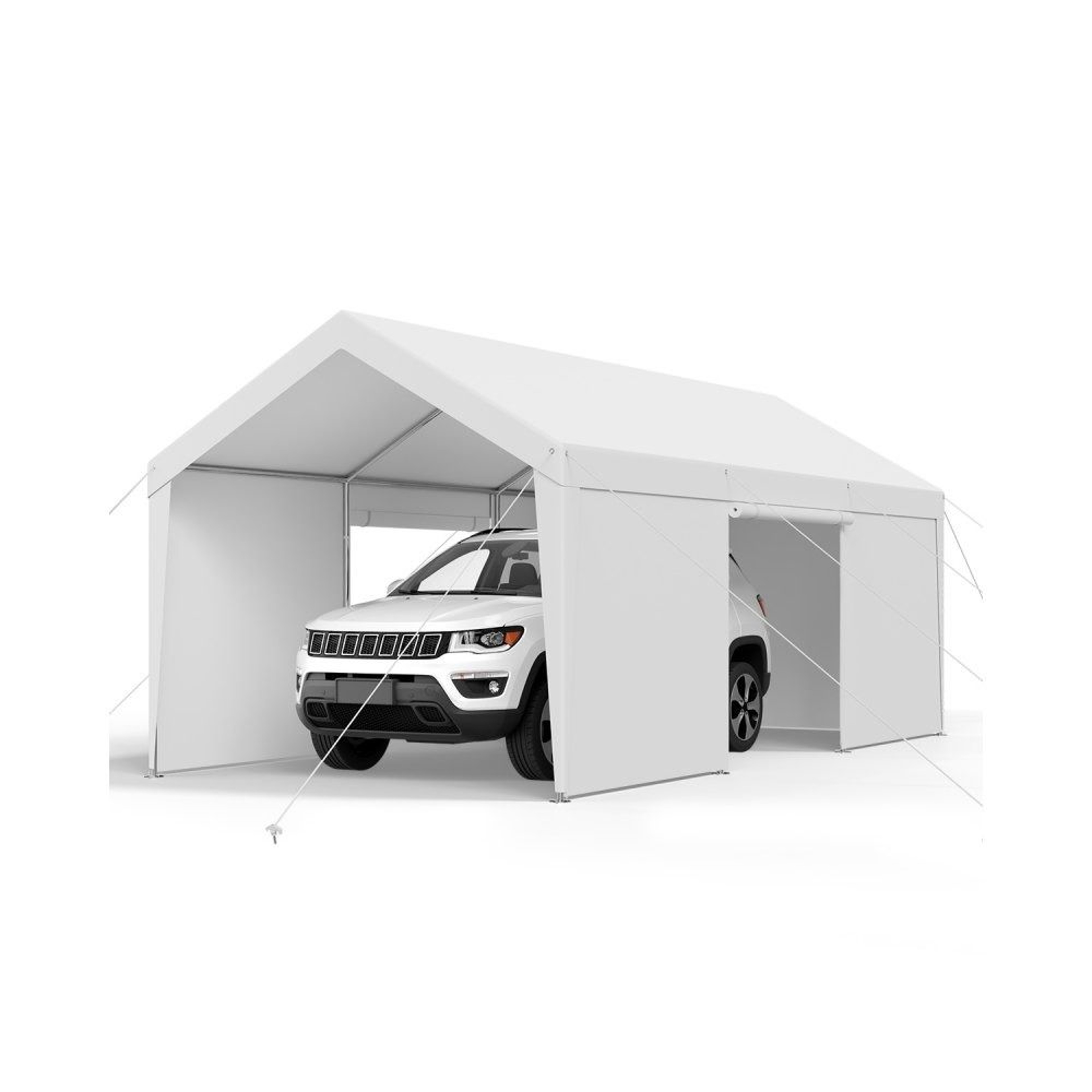 12 X 20 FT Heavy Duty Carport With Removable Sidewalls And Waterproof Canopy 0