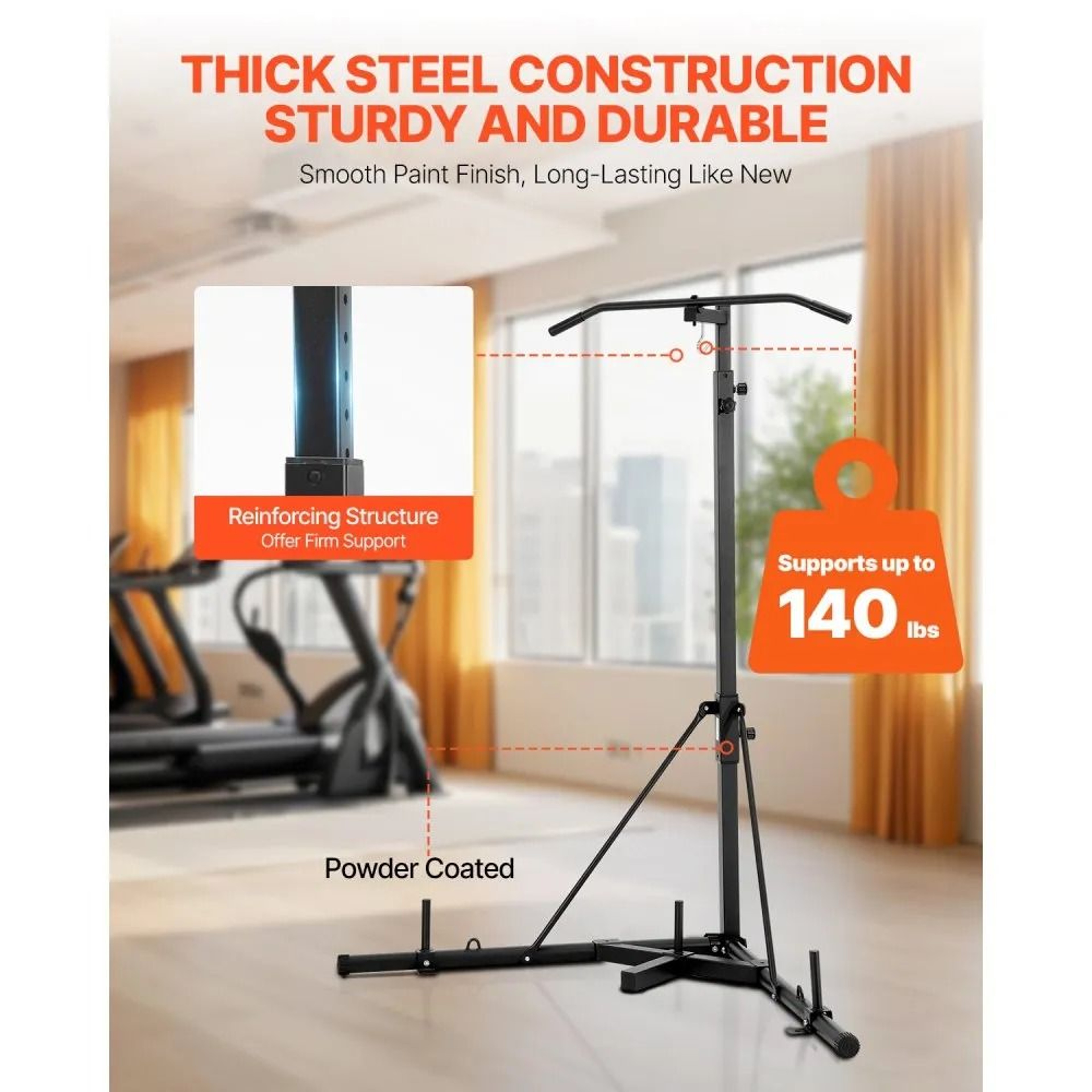 2in1 Adjustable Punching Bag Stand With PullUp Bar HeavyDuty Steel Home Gym Rack 4
