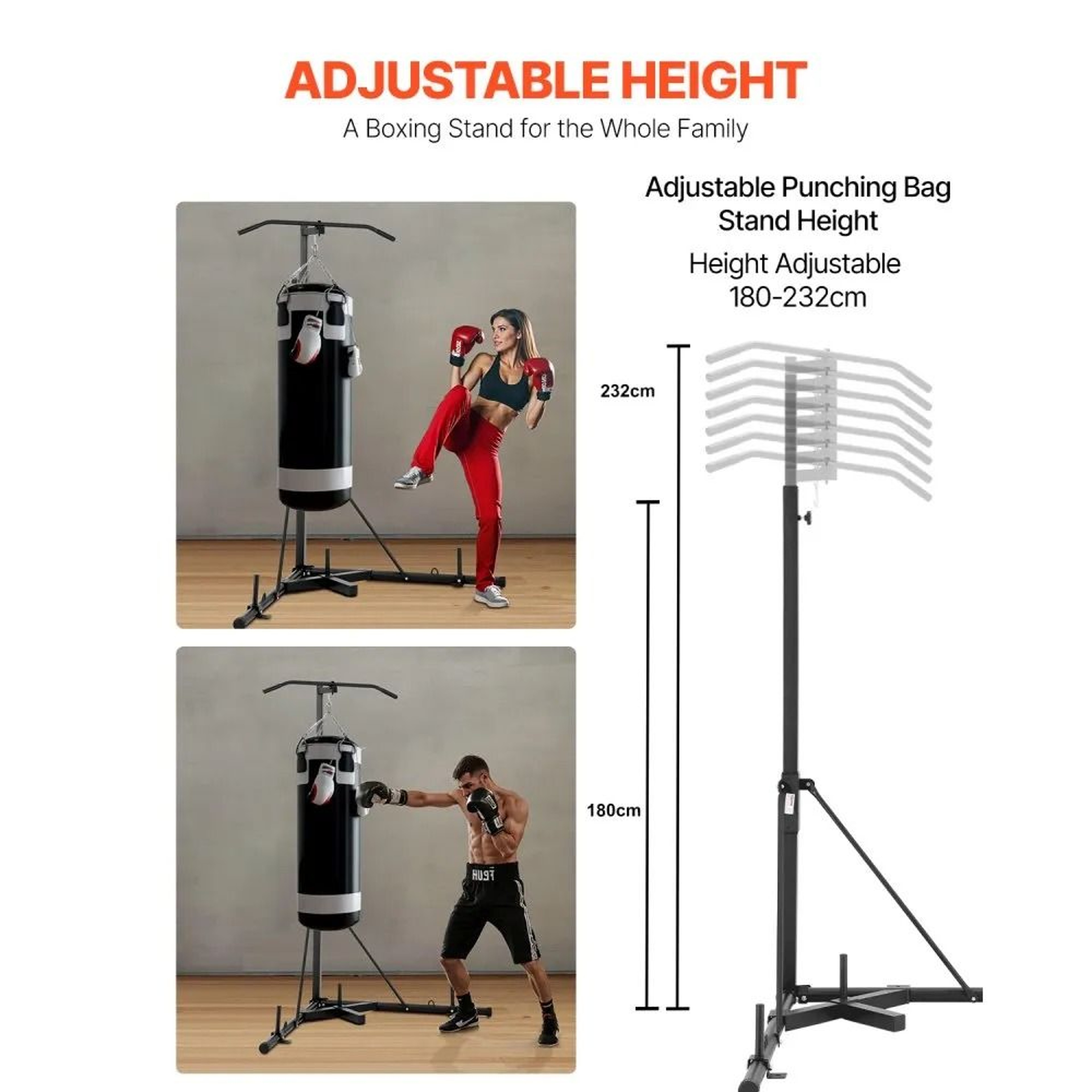 2in1 Adjustable Punching Bag Stand With PullUp Bar HeavyDuty Steel Home Gym Rack 5