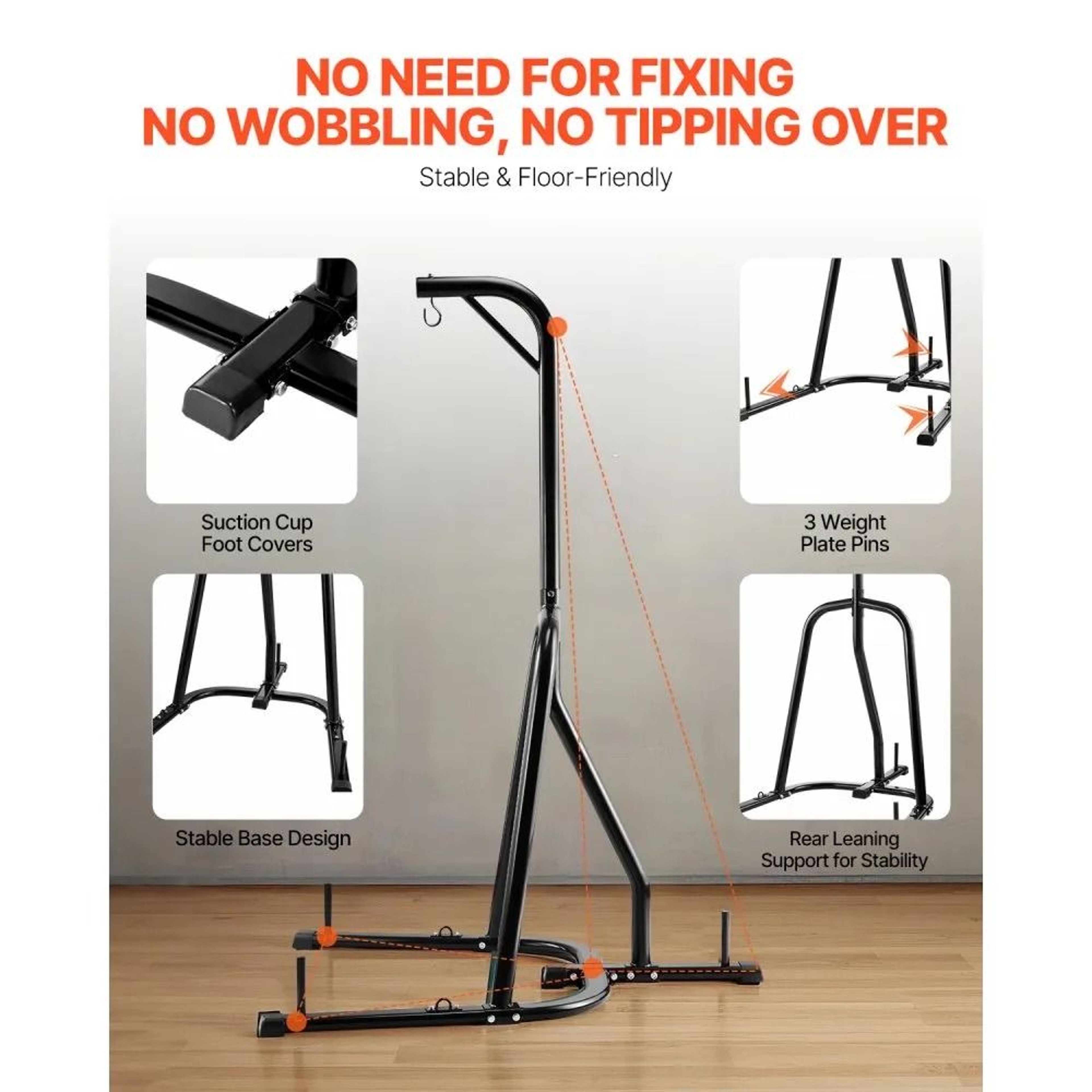 Heavy Duty Steel Punching Bag Stand With Weighted Base For Home Gym Training 2