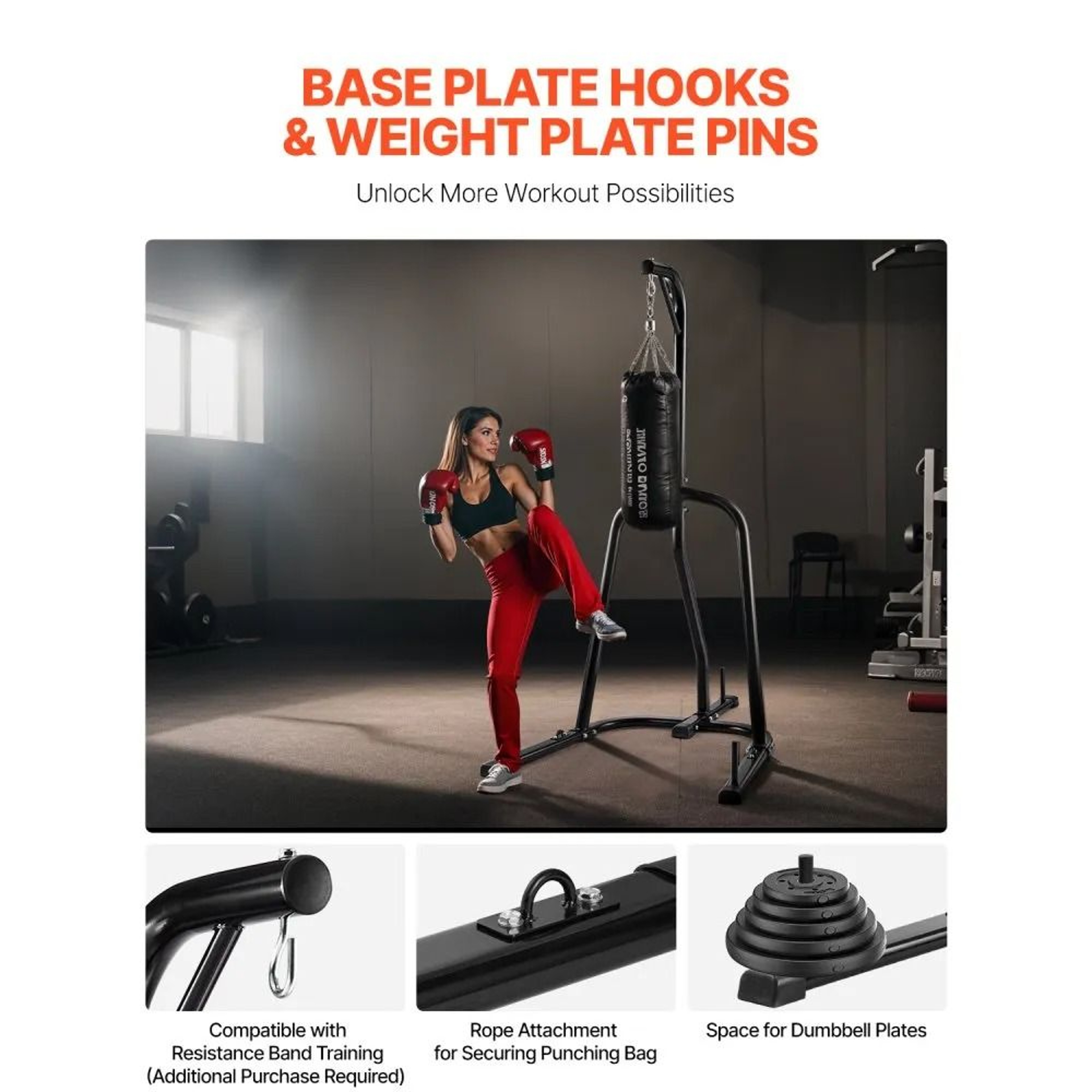 Heavy Duty Steel Punching Bag Stand With Weighted Base For Home Gym Training 3